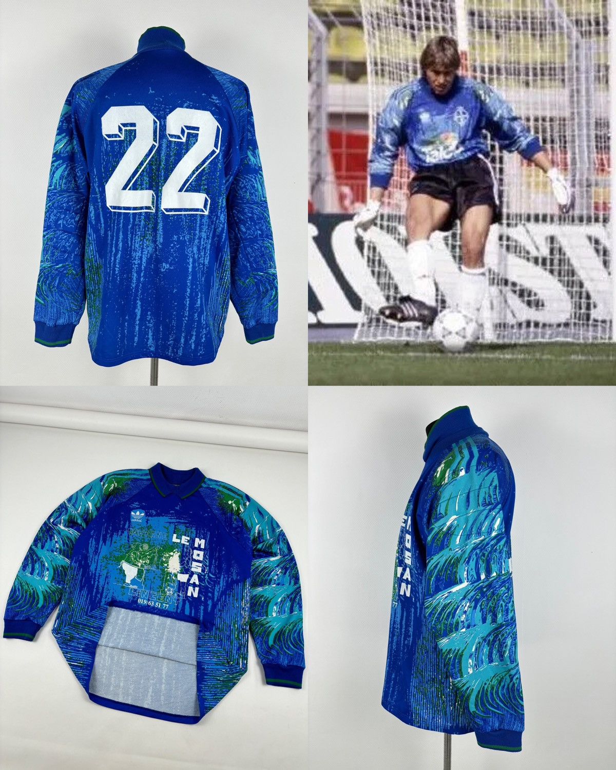 Adidas × Vintage VTG 90's ADIDAS Barthez France Football Goalkeeper Long Sleeve Shirt Jersey XL Size US XL / EU 56 / 4 - 1 Thumbnail