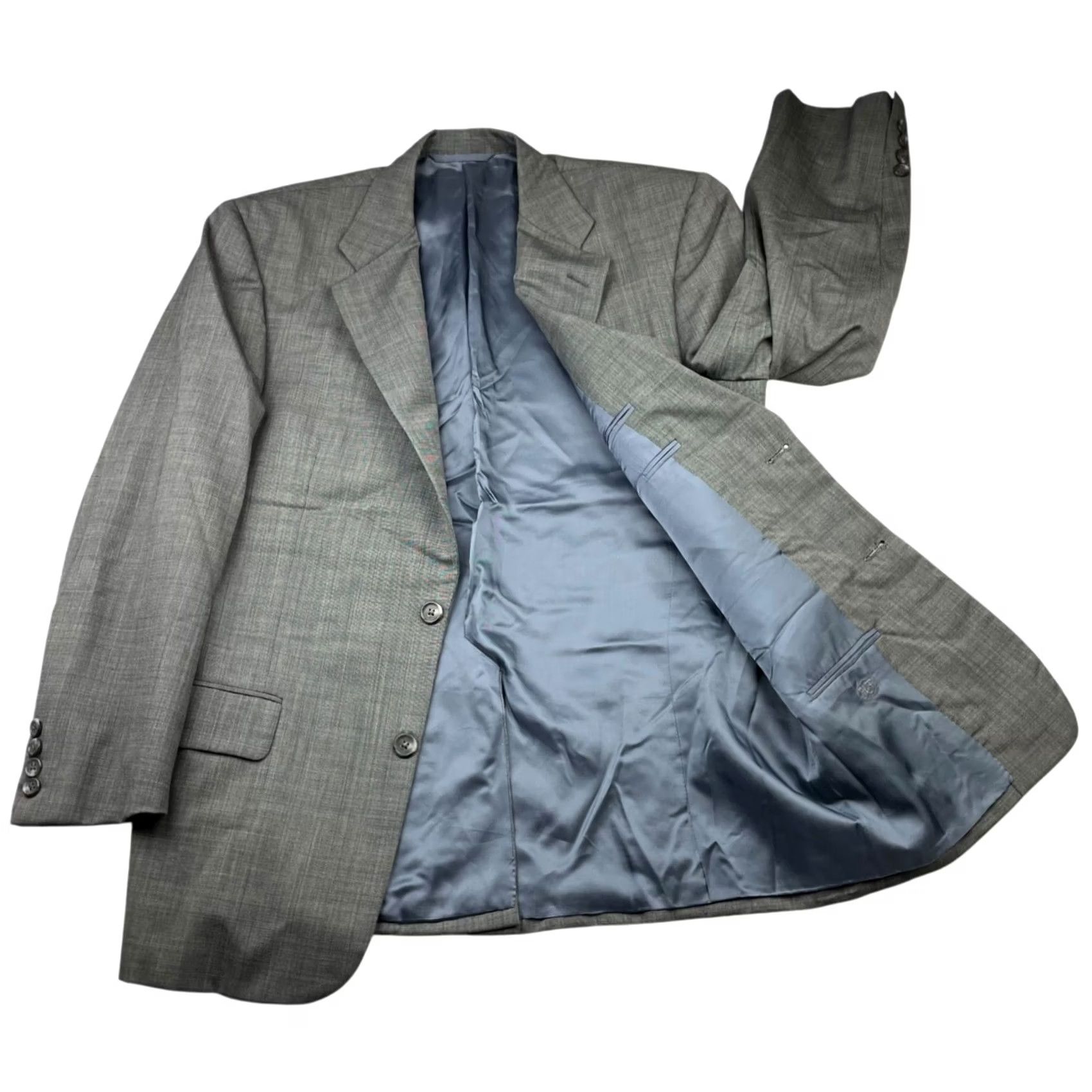 Vintage Hickey Freeman Men’s Boardroom 2-Button Blazer Jacket Gray 38R Wool, Regular Fit, Single-Breasted, Notch Lapel, 4-Button Sleeve, Vintage? No, Men Size 38R - 3 Thumbnail