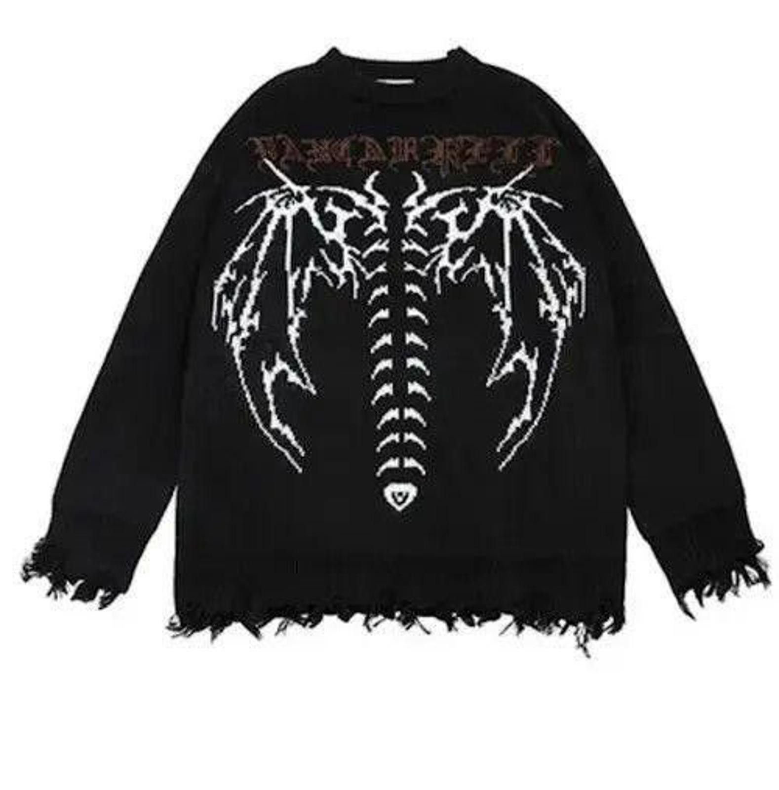 Vintage Distressed Gothic Skeleton Print Knitwear Size US L / EU 52-54 / 3 - 1 Thumbnail