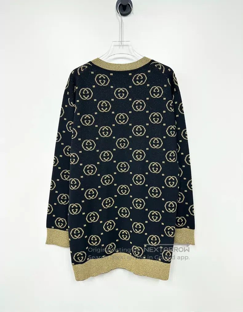 Gucci Gucci Black gold silk double G full logo knitted cardigan Size XS / US 0-2 / IT 36-38 - 2 Thumbnail