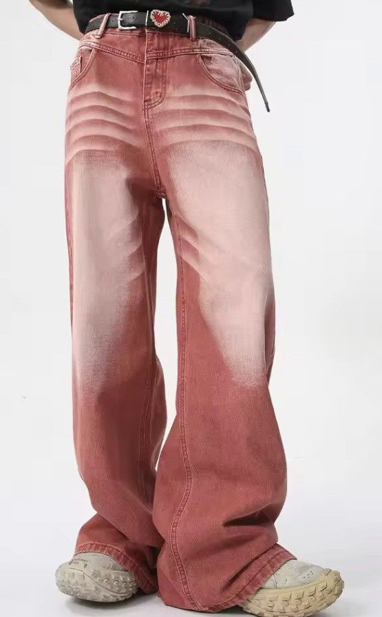 Japanese Brand Retro straight leg wide leg high street jeans Size US 33 - 6 Thumbnail