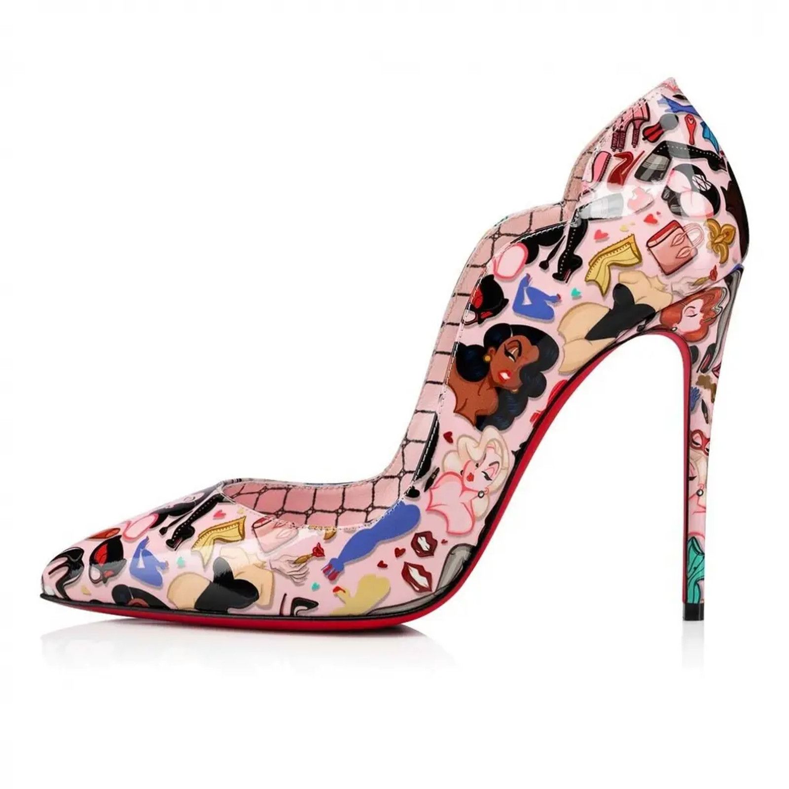 Christian Louboutin Hot Chick 100 Pink Patent Leather Bored Red Heel Pump 40 Size US 10 / IT 40 - 3 Thumbnail