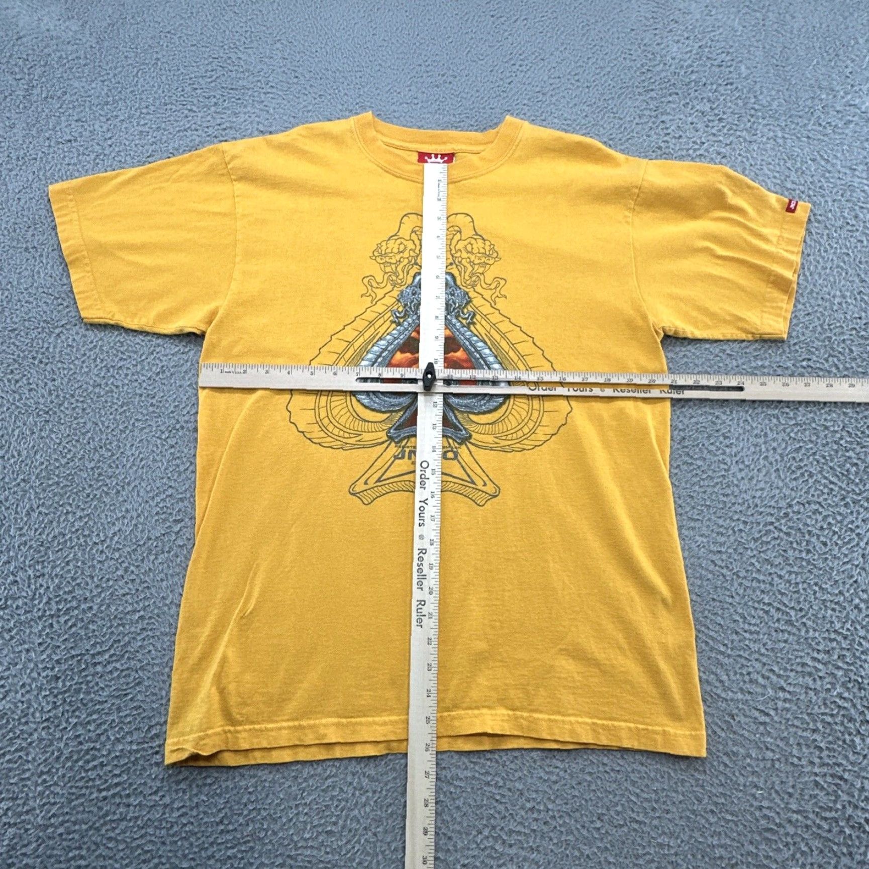 Vintage Vintage USA JNCO Shirt Men's Large Yellow Short Sleeve Spade Snakes Skull Double sided Size US 33 - 7 Thumbnail