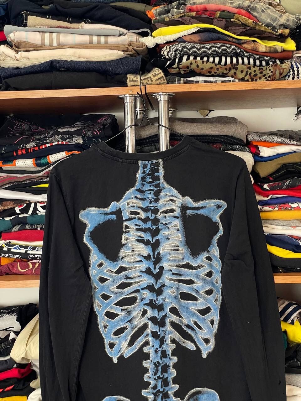 Vintage Y2K Crazy skull Bones Faded Printed longsleeve All Over Rare Size US M / EU 48-50 / 2 - 10 Thumbnail