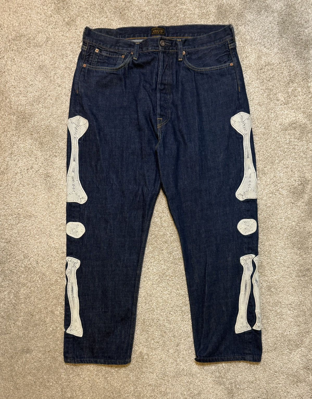 Kapital Okagilly Bone Denim Jeans Raw Indigo