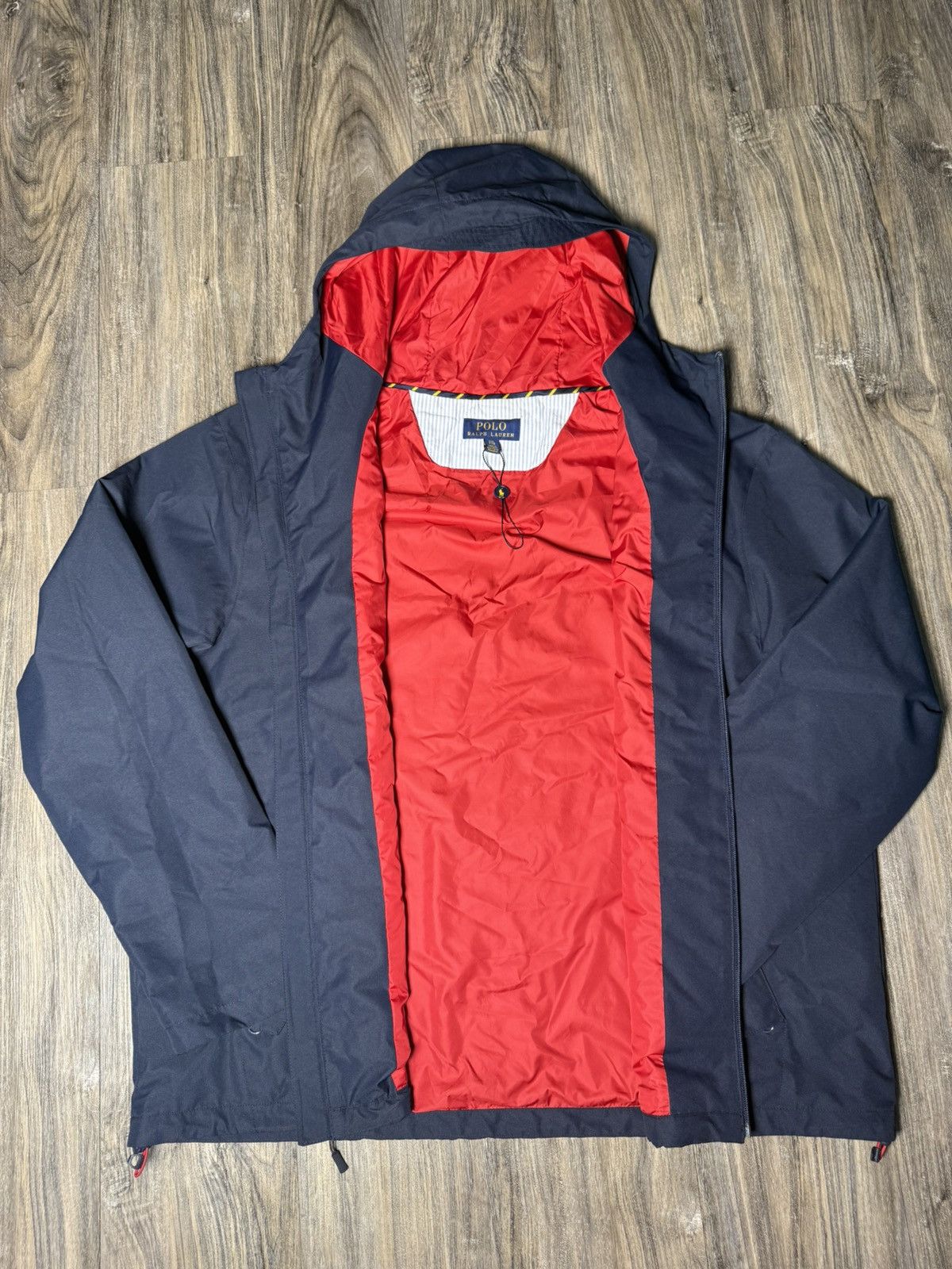 Polo Ralph Lauren Polo Ralph Lauren Hooded Jacket Navy Red Lined Windbreaker Size US XXL / EU 58 / 5 - 3 Thumbnail