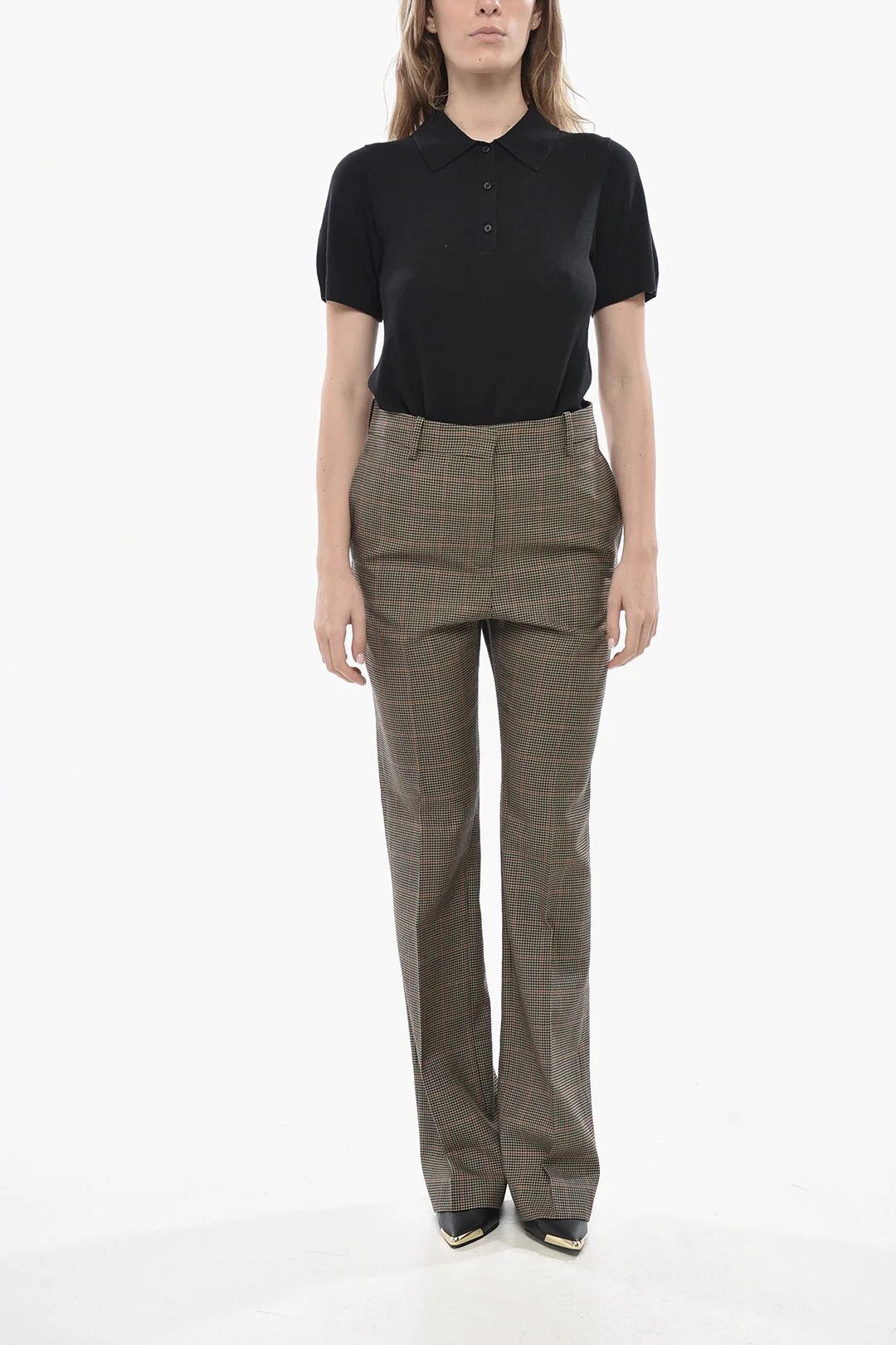 Golden Goose og1mm0426 Pied-de-Poule Virgin Wool Pant in Beige Size 27" / US 4 / IT 40 - 4 Thumbnail