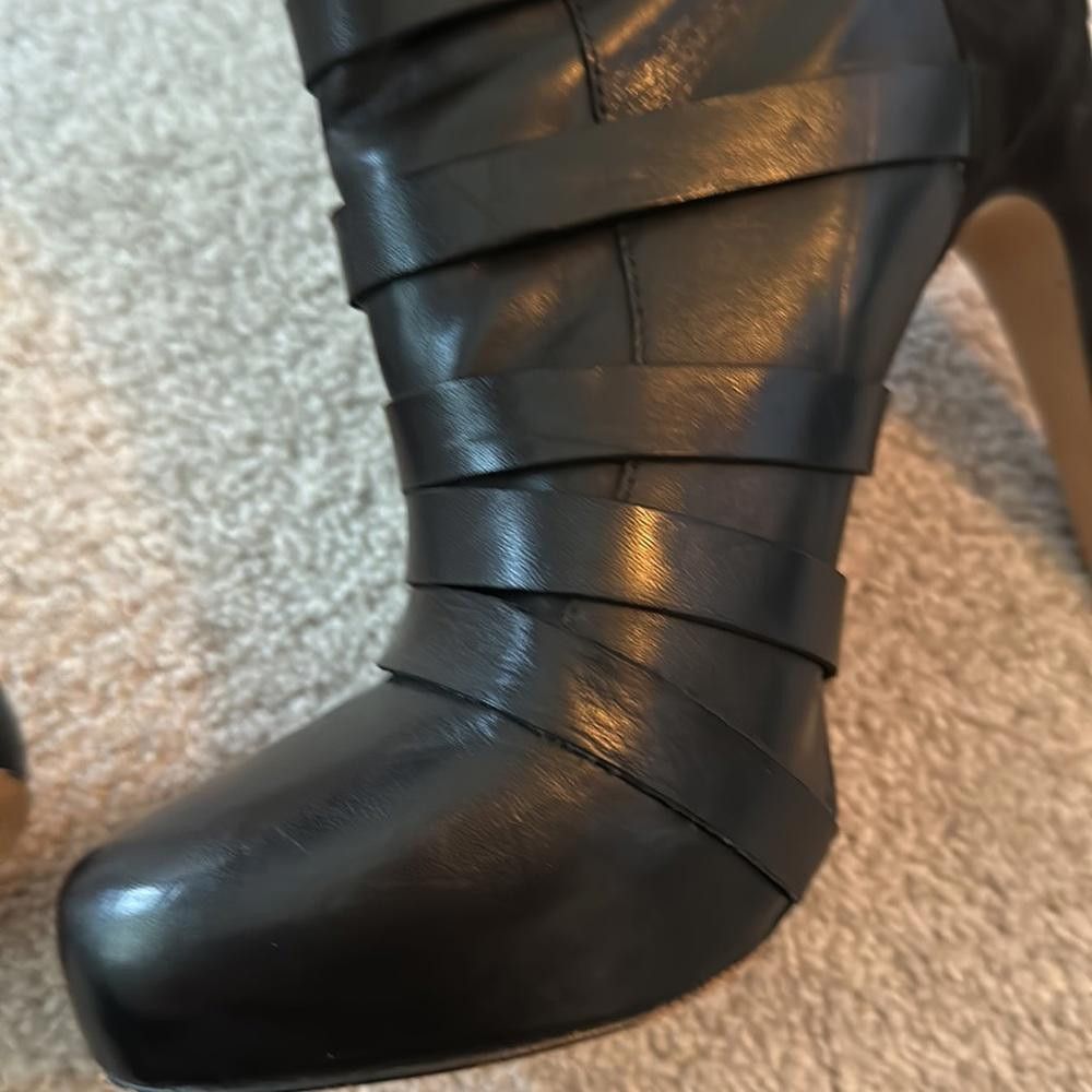 Designer Sam Edelman Strappy Black Leather Platform Ankle Boots 10 Size US 10 / IT 40 - 8 Thumbnail