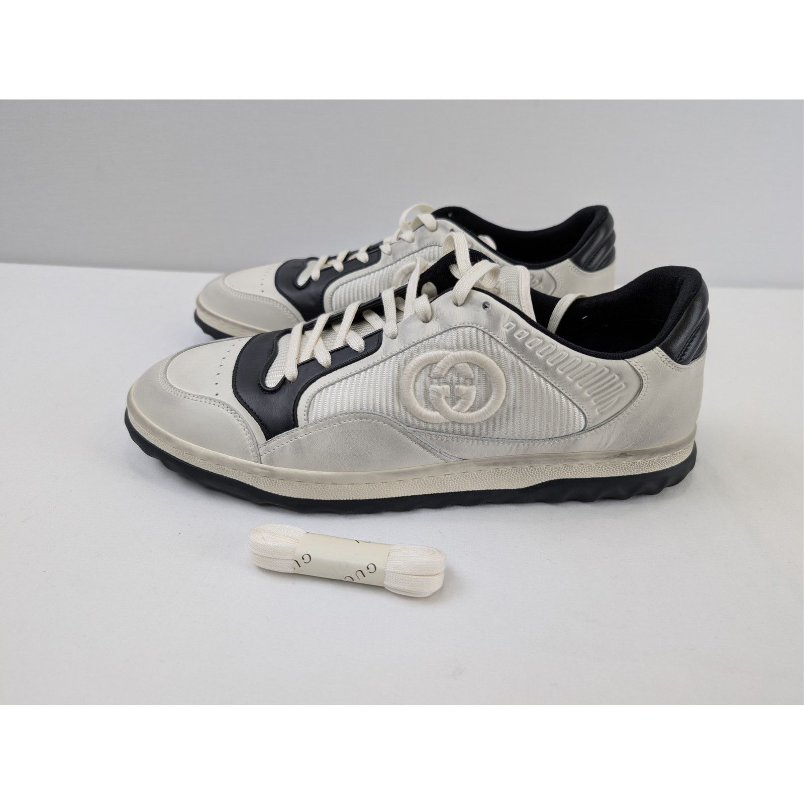 Gucci o1rshd1 Men's Mac80 GG Low Top Sneakers in Off-White Size US 12.5 / EU 45-46 - 9 Thumbnail