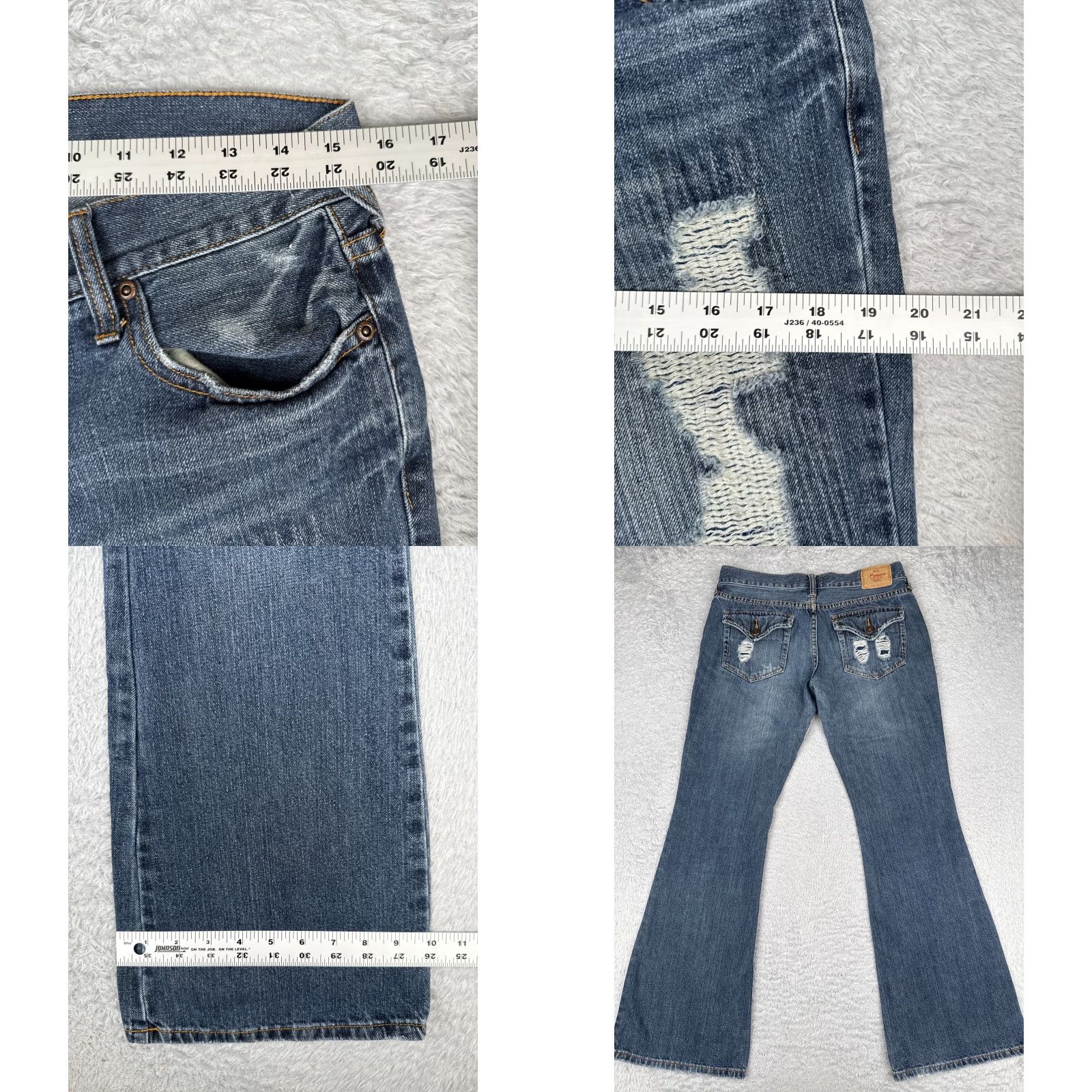 Vintage Rue21 Jeans Junior 9 Blue Denim Bootcut Distressed Premiere Low Cotton 30x31 Jeans Womens Boys Girls Mens Size 30" / US 8 / IT 44 - 9 Thumbnail