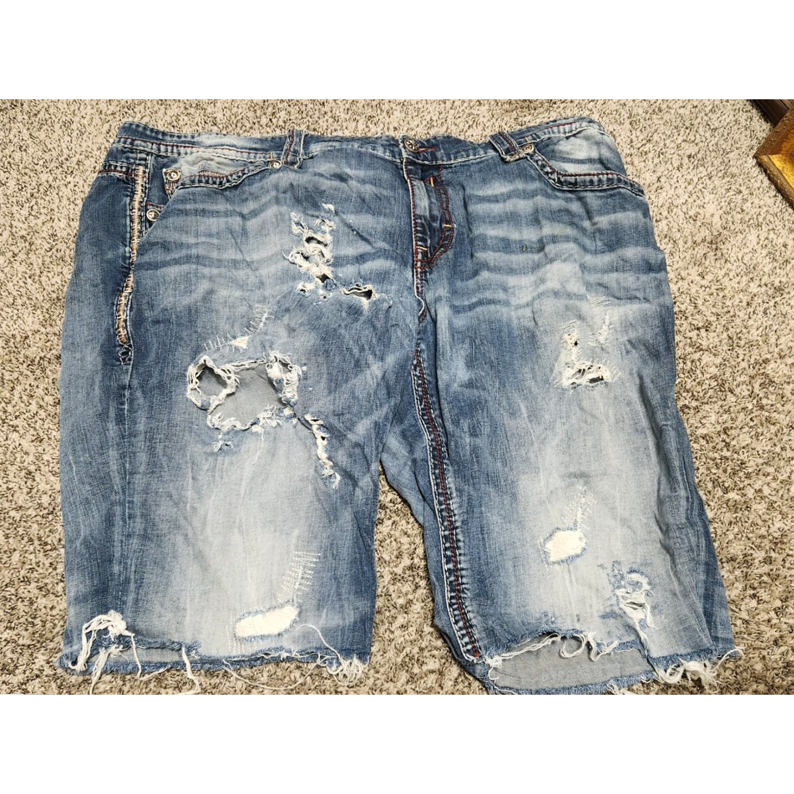 Vintage Rock Revival Jeans Rock Revival Denim 44 Men's Jeans 5-Pocket Distressed Embroidered Blue Size US 44 / EU 60 - 2 Thumbnail