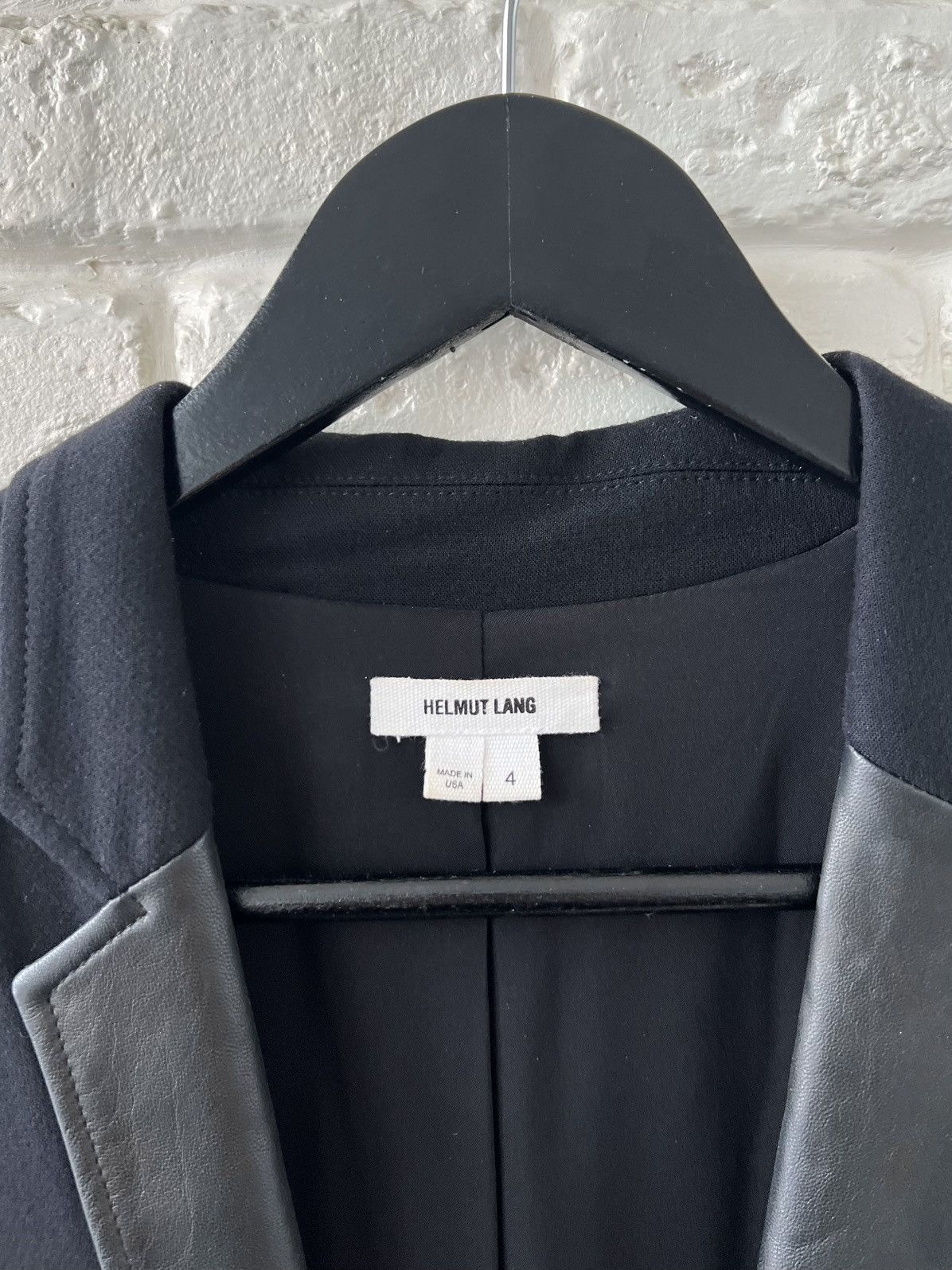 Helmut Lang Helmut Lang Noa Leather-Trim Black Wool Blazer Jacket Size S / US 4 / IT 40 - 6 Thumbnail