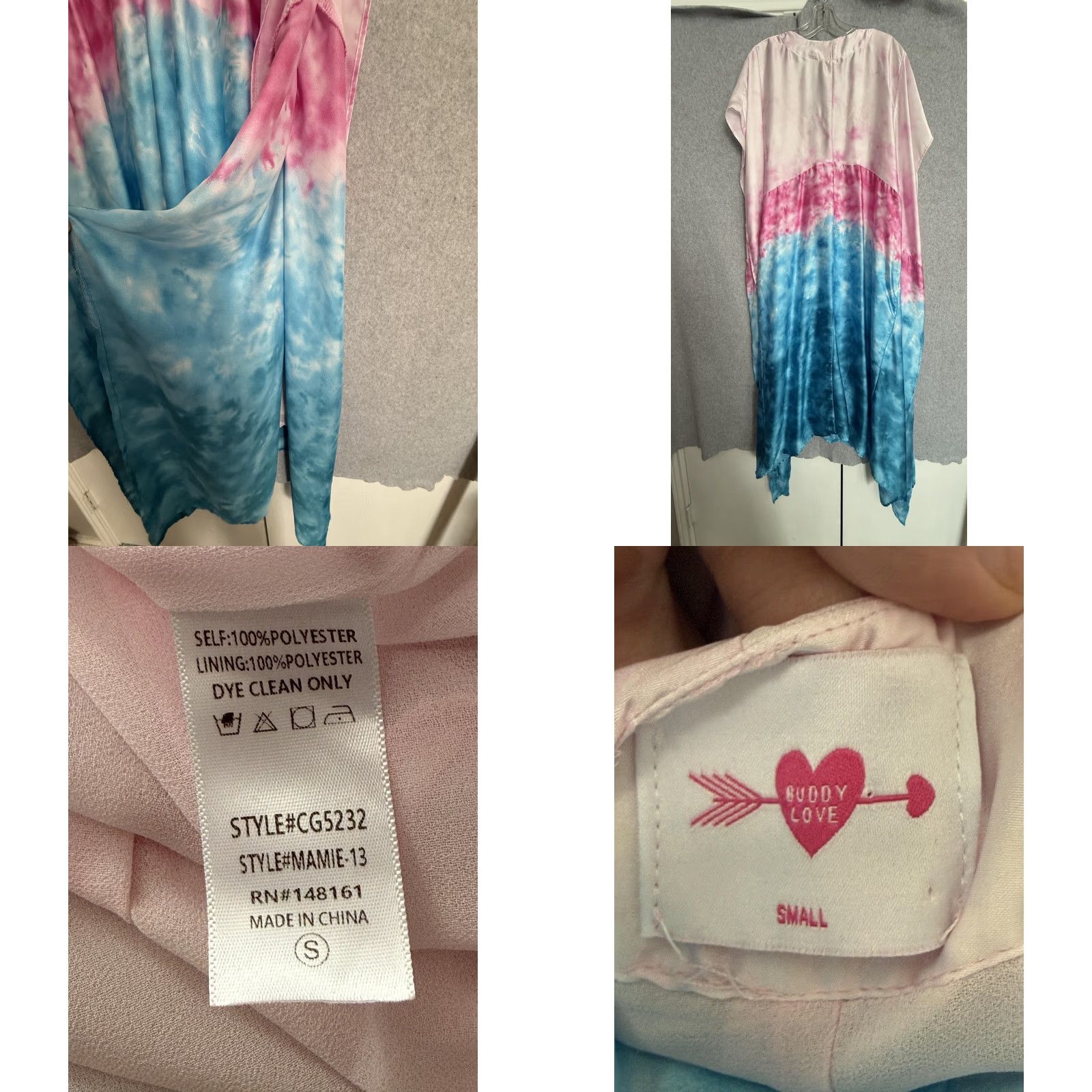 BuddyLove Buddy Love Dress Womens Small Multicolor Tie Dye Satin Kaftan Maxi Boho Size S / US 4 / IT 40 - 9 Thumbnail