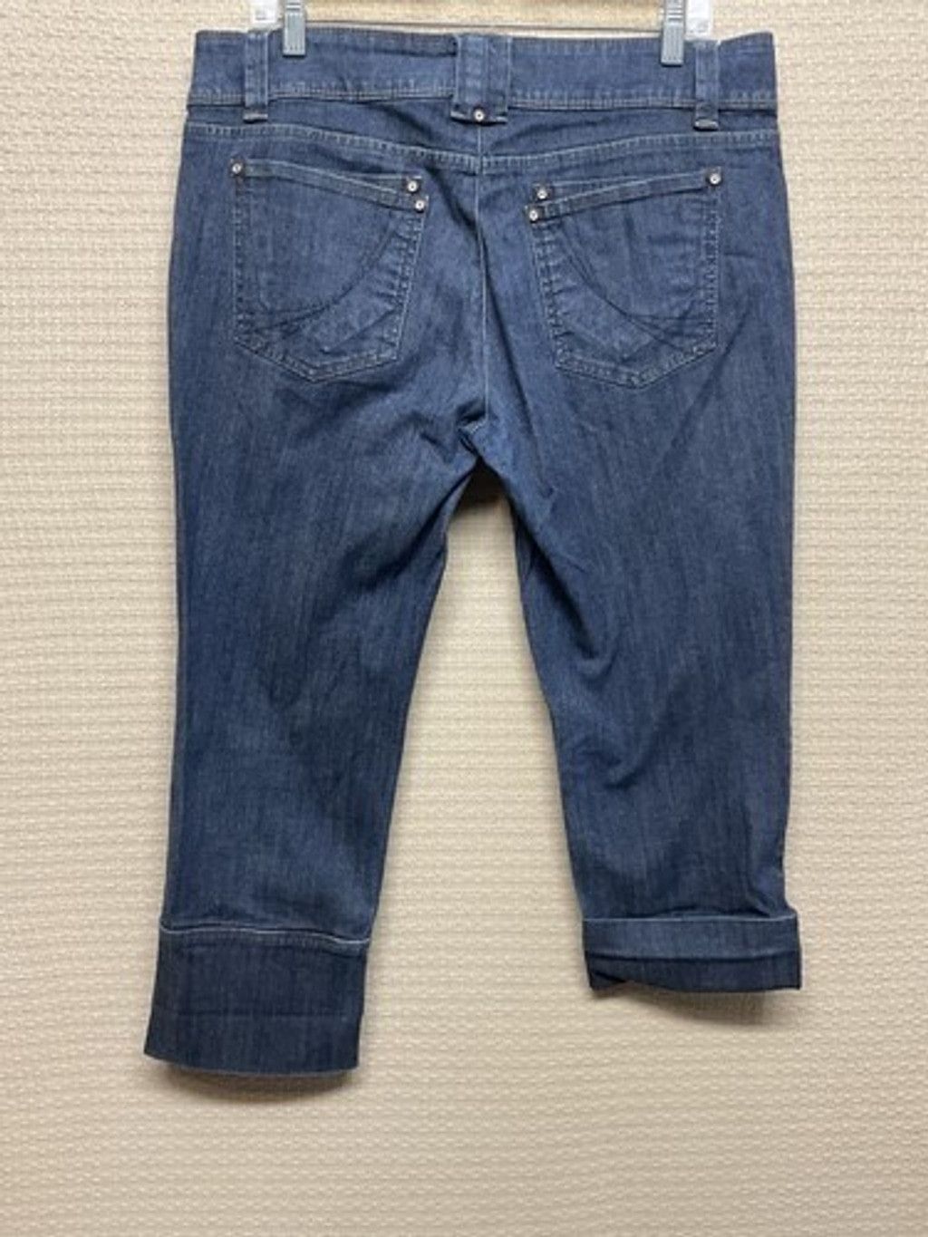 Other Elle Blue Dark Wash Cuffed Denim PantsCrop Jeans Women 12 Size 36" / US 14 / IT 50 - 7 Thumbnail