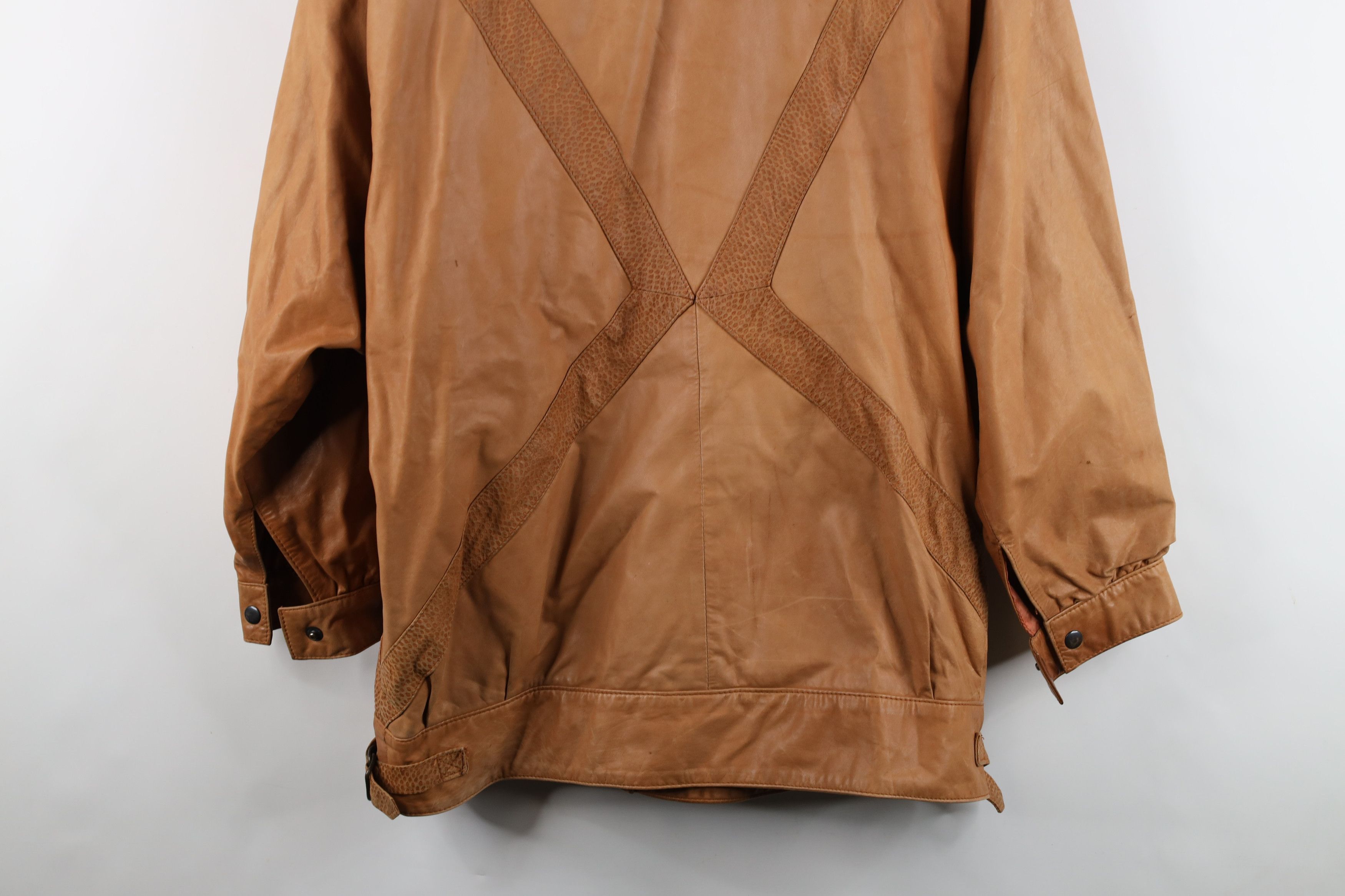 Vintage Vintage 80s 90s Streetwear Side Buckle Leather Jacket Brown Size L / US 10 / IT 46 - 17 Thumbnail