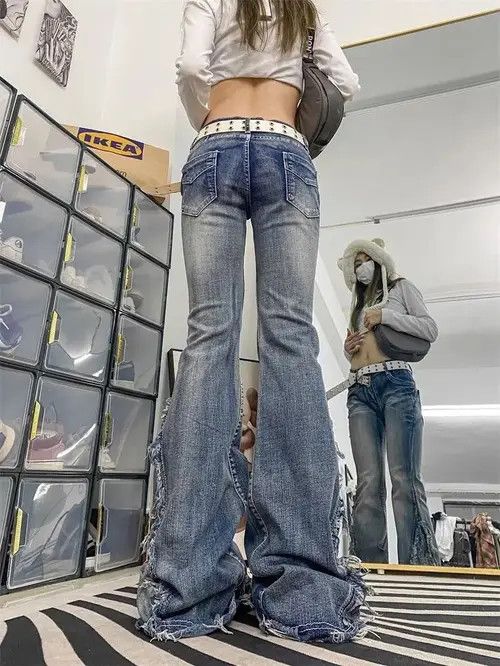 Japanese Brand × Vintage Vintage Furred Edge Micro Flared Jeans Size 36" / US 14 / IT 50 - 2 Thumbnail