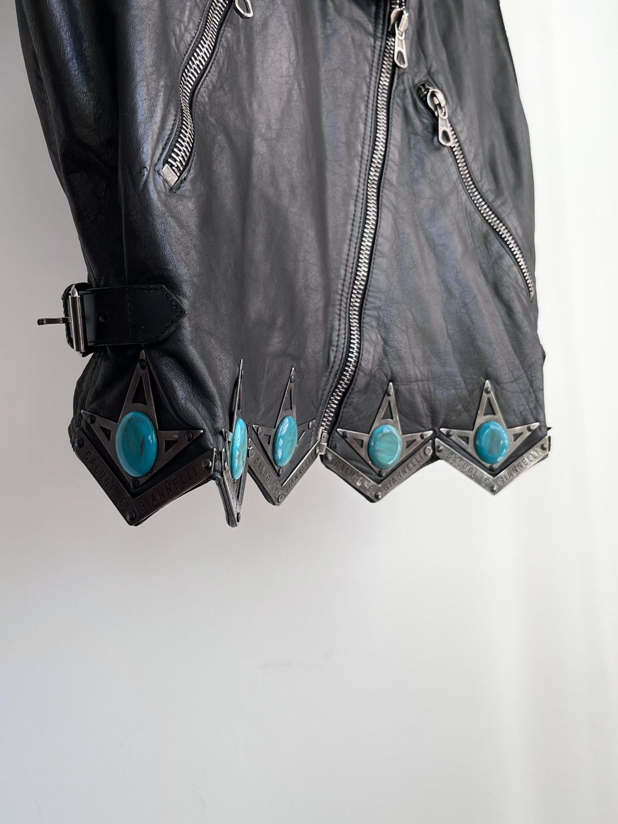 Calugi e Gianelli Calugi e Giannelli 80s steel & turquoise leather biker vest Size US S / EU 44-46 / 1 - 2 Thumbnail