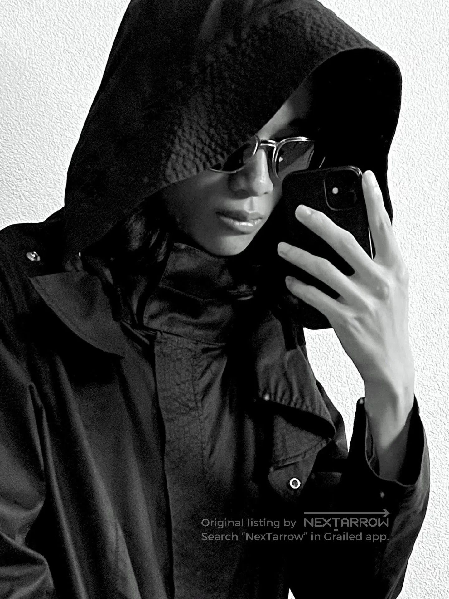 Helmut Lang Black Hooded Long Coat Size S. Size US S / EU 44-46 / 1 - 2 Thumbnail
