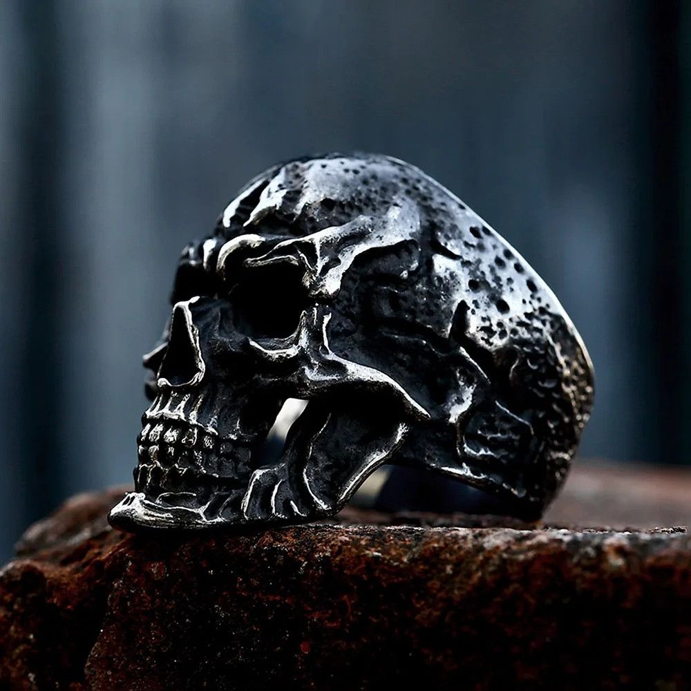 Vintage Black Skull Ring Size ONE SIZE - 5 Thumbnail