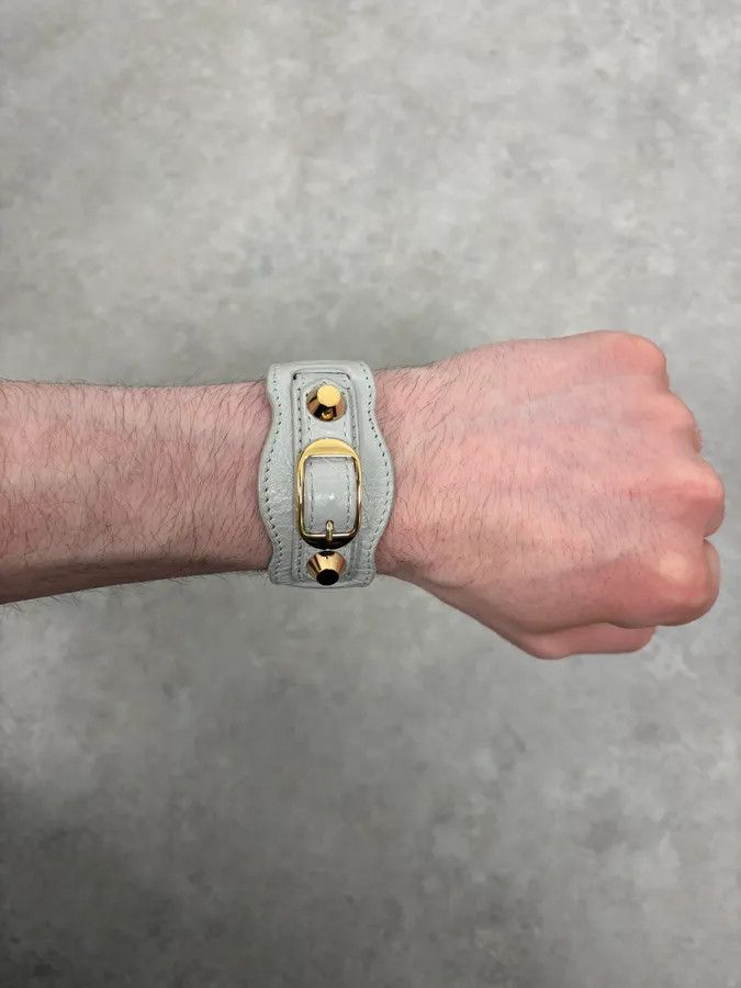 Balenciaga 2000s Balenciaga Grey Leather City Bracelet Size ONE SIZE - 3 Thumbnail