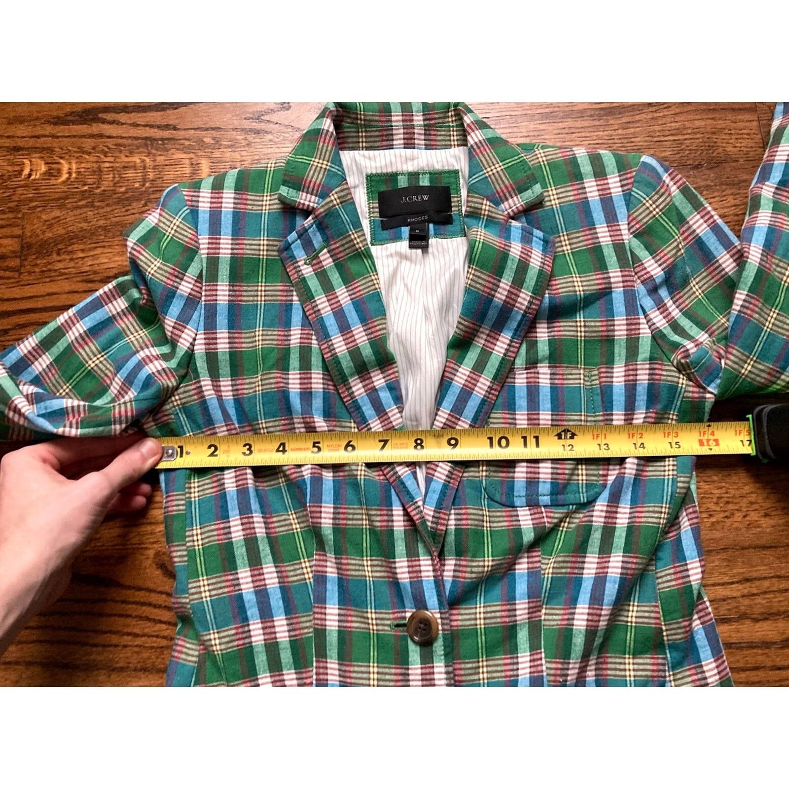 J.Crew VINTAGE J.CREW Rhodes Blazer Plaid Green Linen Blend Women Size 0 Jacket Womens Surgeon Cuff Size XS / US 0-2 / IT 36-38 - 6 Thumbnail