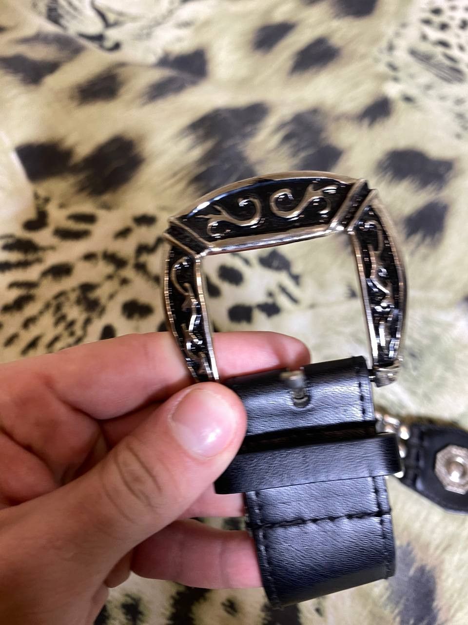 Japanese Brand × Vintage VINTAGE RHINESTONES BLACK LEATHER BELT BB SIMON STYLE Size ONE SIZE - 2 Thumbnail