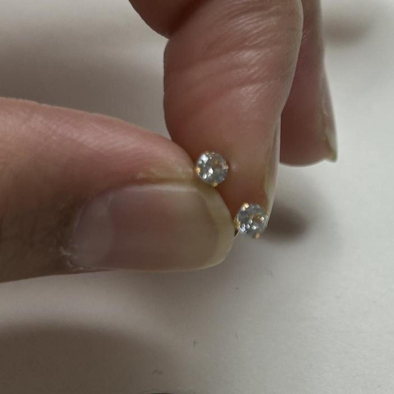 Vintage 18k Gold Round White Crystal Zircon Stud Earrings ERG-R-S Size ONE SIZE - 4 Thumbnail