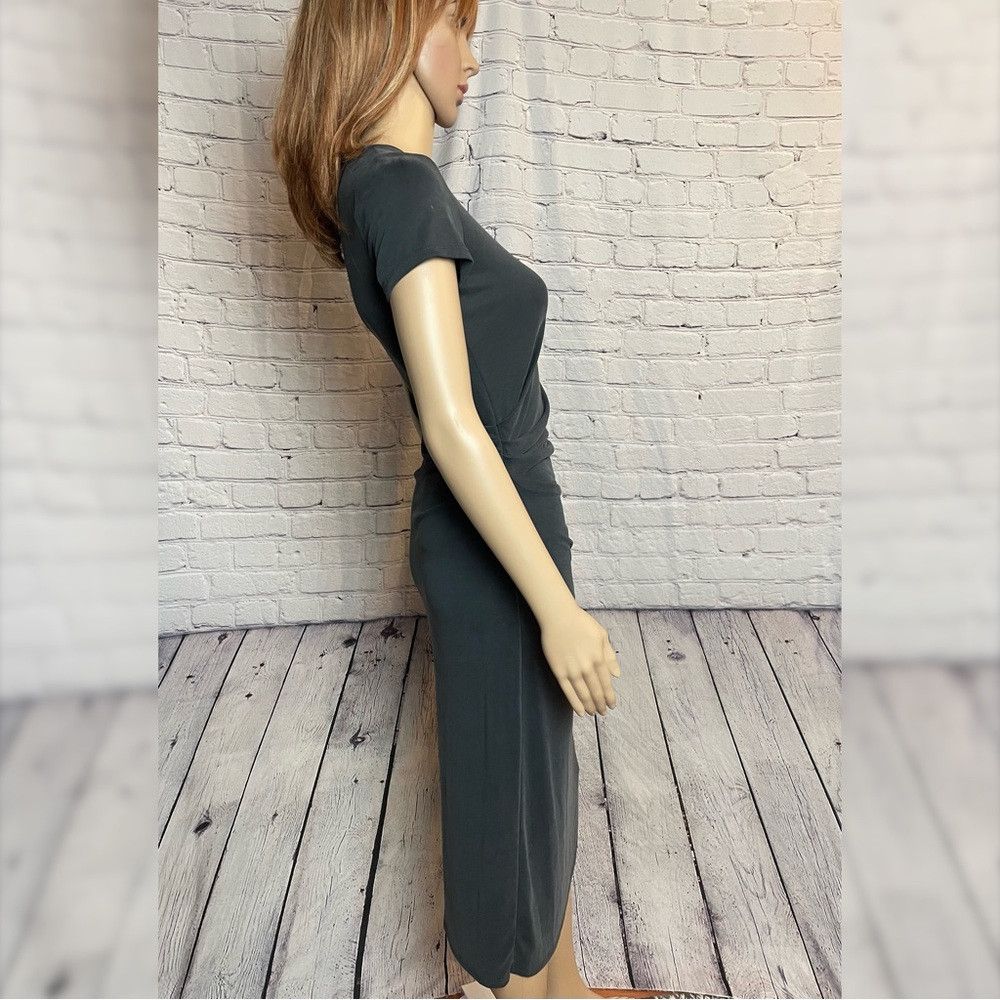 Lulus NWT New Lulu's Grey Bodycon Short Sleeve Midi Dress Size XS Size XS / US 0-2 / IT 36-38 - 3 Thumbnail