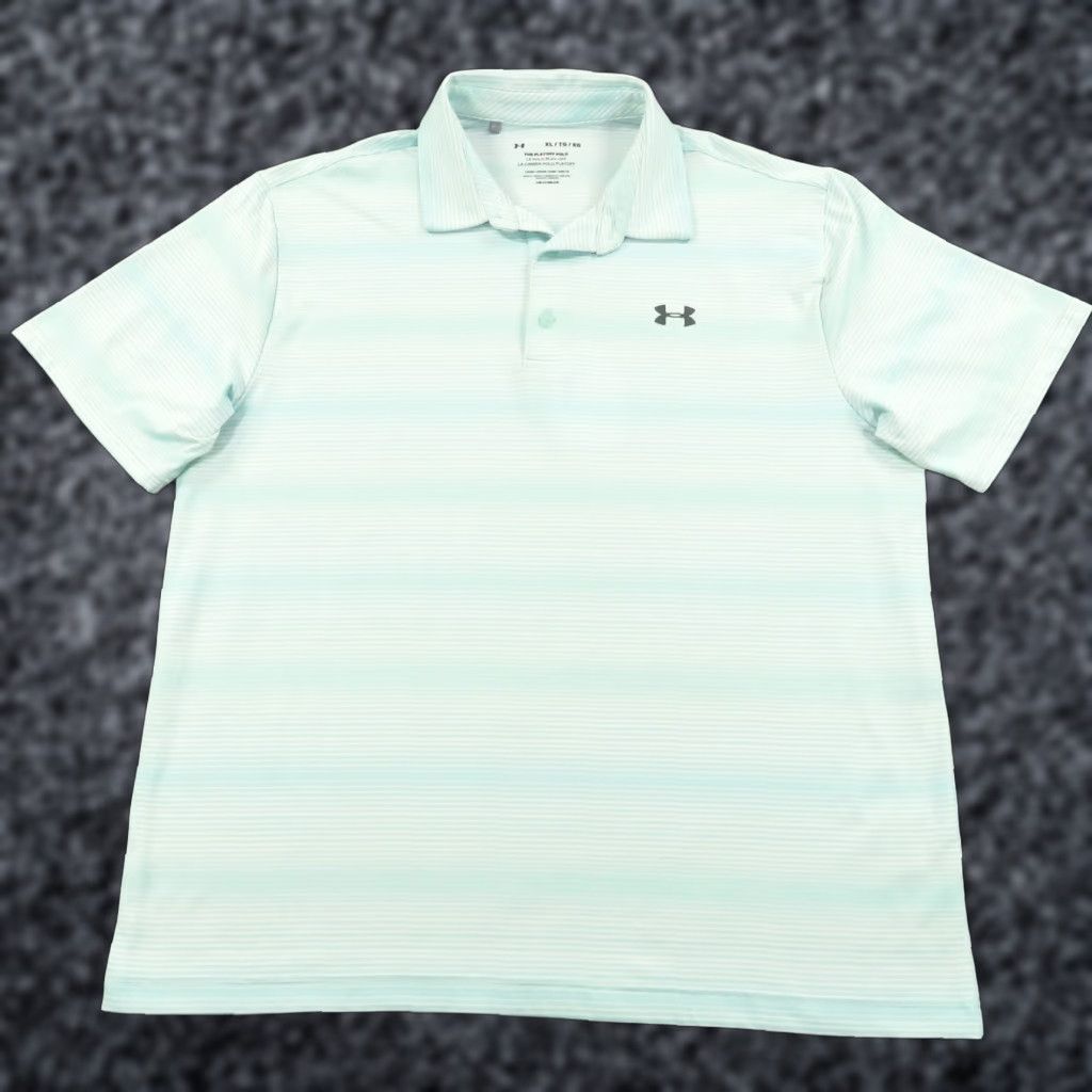 Under Armour Under Armour Polo XL Loose Fit The Playoff Shirt Print Golf Mens Mint Green UPF Size US XL / EU 56 / 4 - 1 Thumbnail