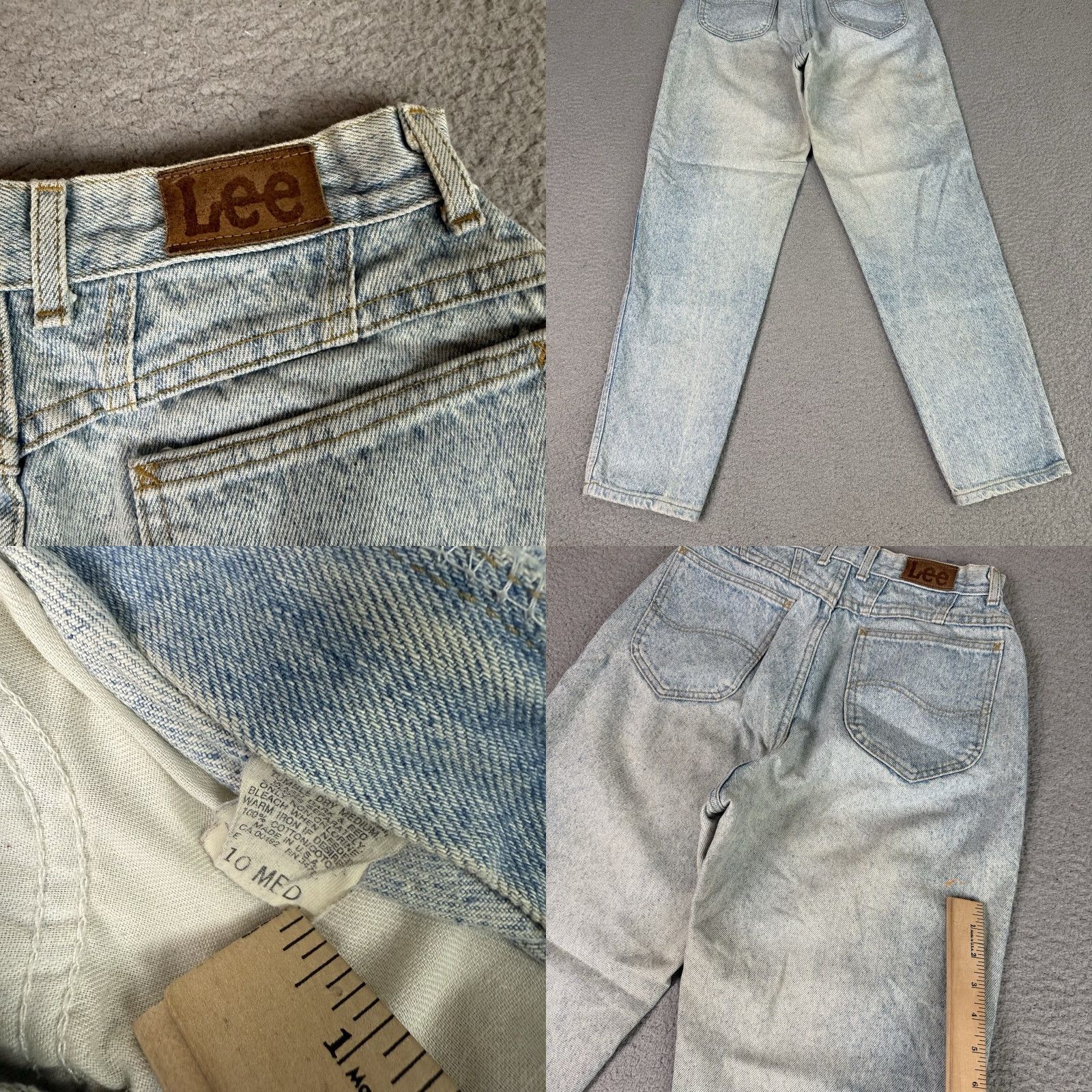 Lee VINTAGE Lee Jeans Womens 10M Blue Tapered High Waist 24x30 Distressed USA Jeans Womens Size 32" / US 10 / IT 46 - 8 Thumbnail