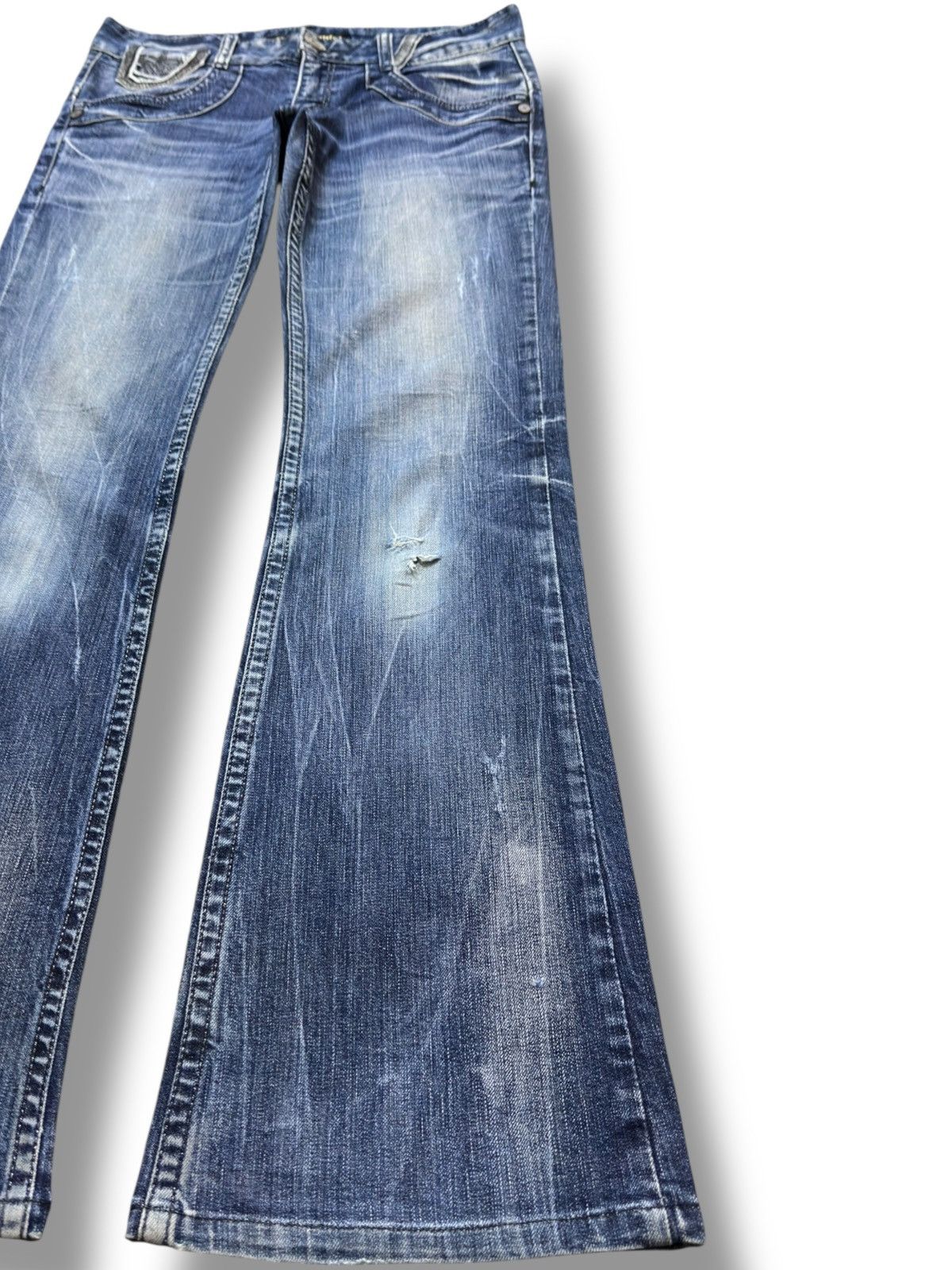 If Six Was Nine Vintage Pasta Denim Flare Bootcut Embroidery Denim Size US 31 - 4 Thumbnail