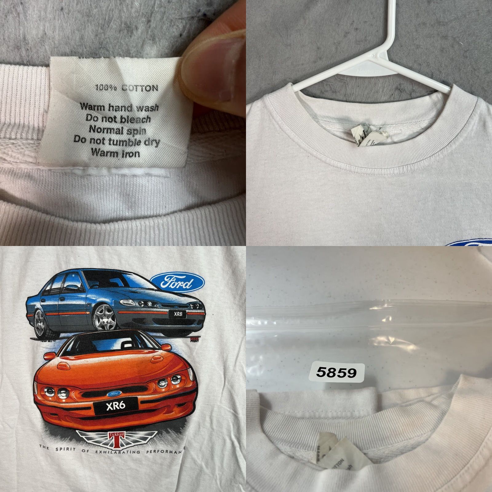Ford VINTAGE Ford Motorsport Falcon XJ6 XJ8 Racing Car T Shirt Adult Large White Mens Size US L / EU 52-54 / 3 - 8 Thumbnail