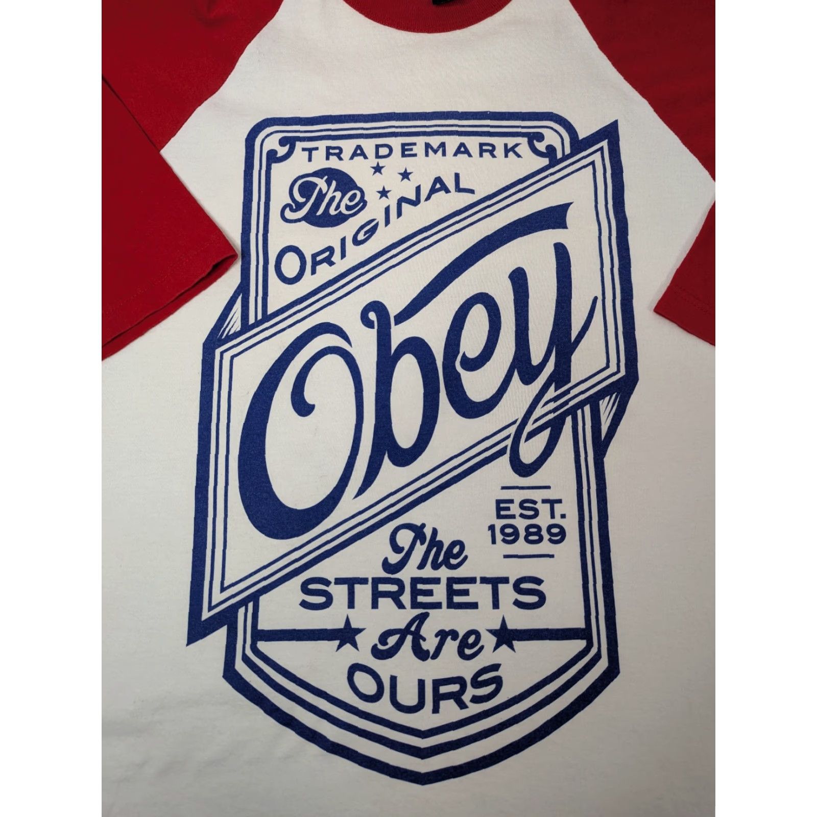 Obey VINTAGE OBEY Shirt Mens XL Red Raglan Baseball Sleeve Skateboarding Streetwear Y2K Tee Size US XL / EU 56 / 4 - 2 Thumbnail