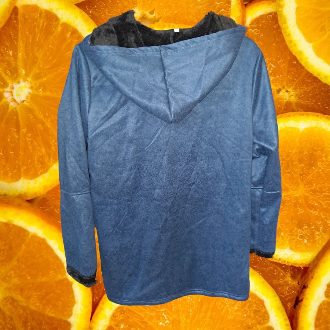Other Fleece Lined Blue Hooded Lightweight Hook and Loop Coat Size M / US 6-8 / IT 42-44 - 6 Thumbnail