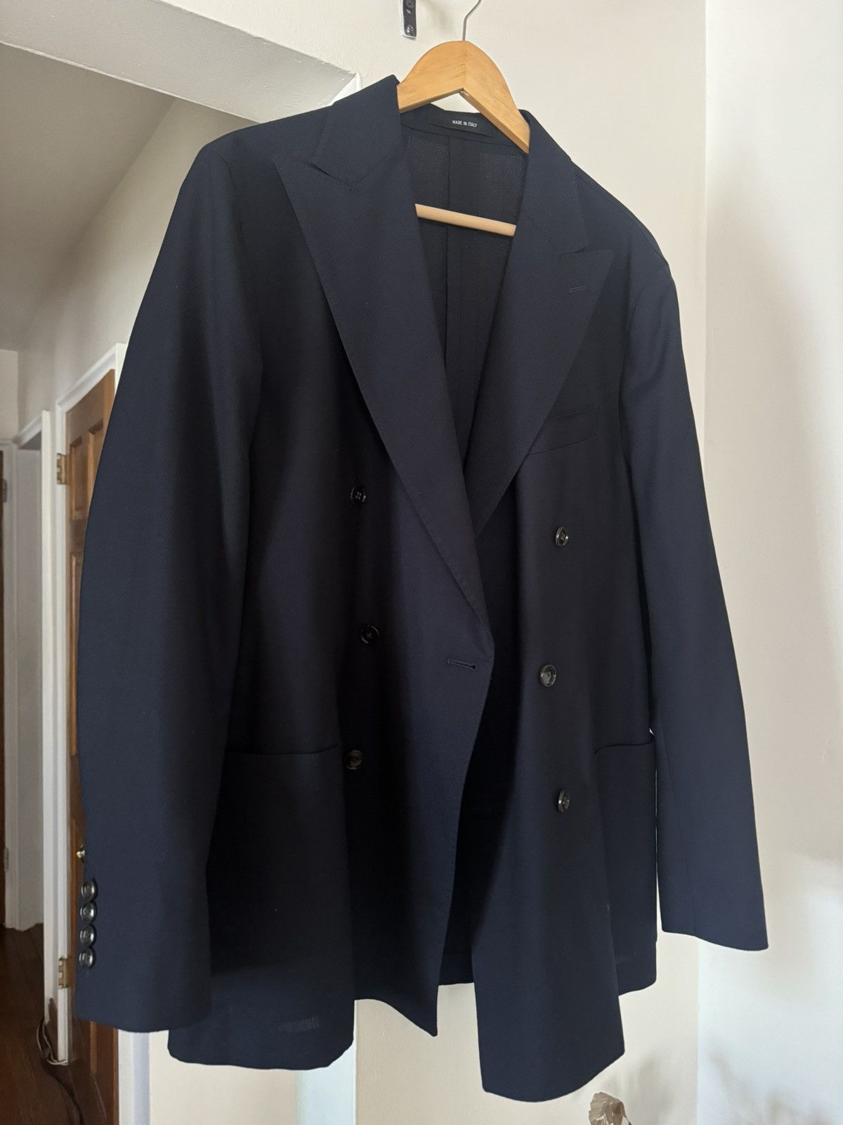TODD SNYDER Size 42 Rose Wool / Cashmere Peak Lapel Double Breasted Coat