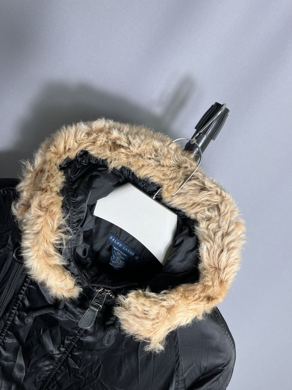 vintage ralph lauren parka down jacket mens black fur