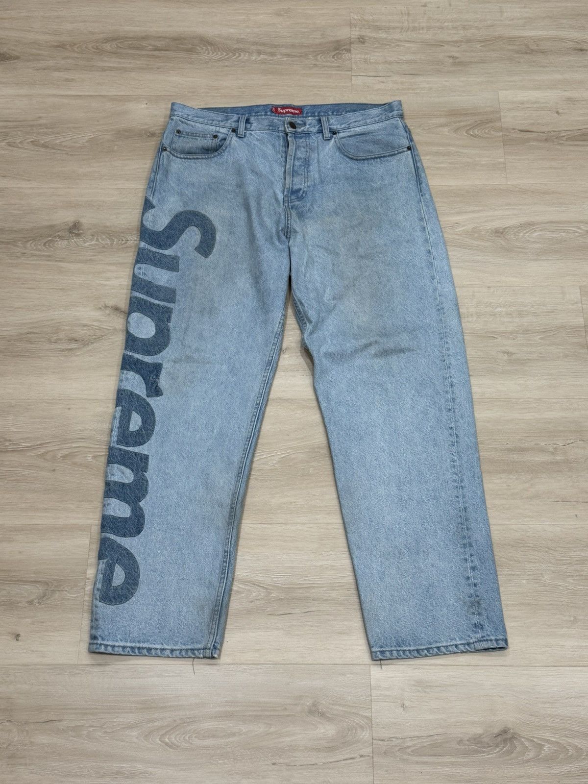 Supreme supreme inset logo jean washed blue Ss22 denim pants 32