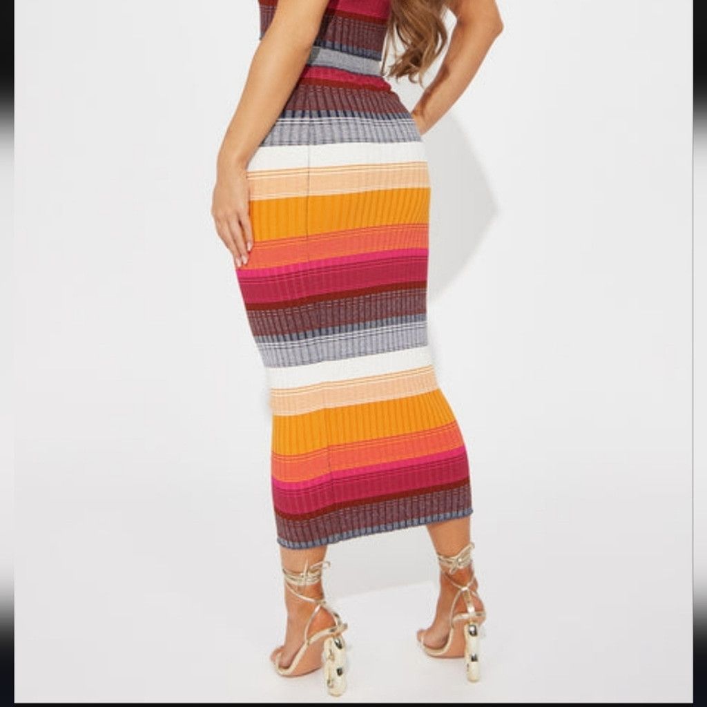Fashion Nova NWT Fashion Nova Summer Vibe Striped Metallic Skirt Size 38" / US 16 / IT 52 - 4 Thumbnail