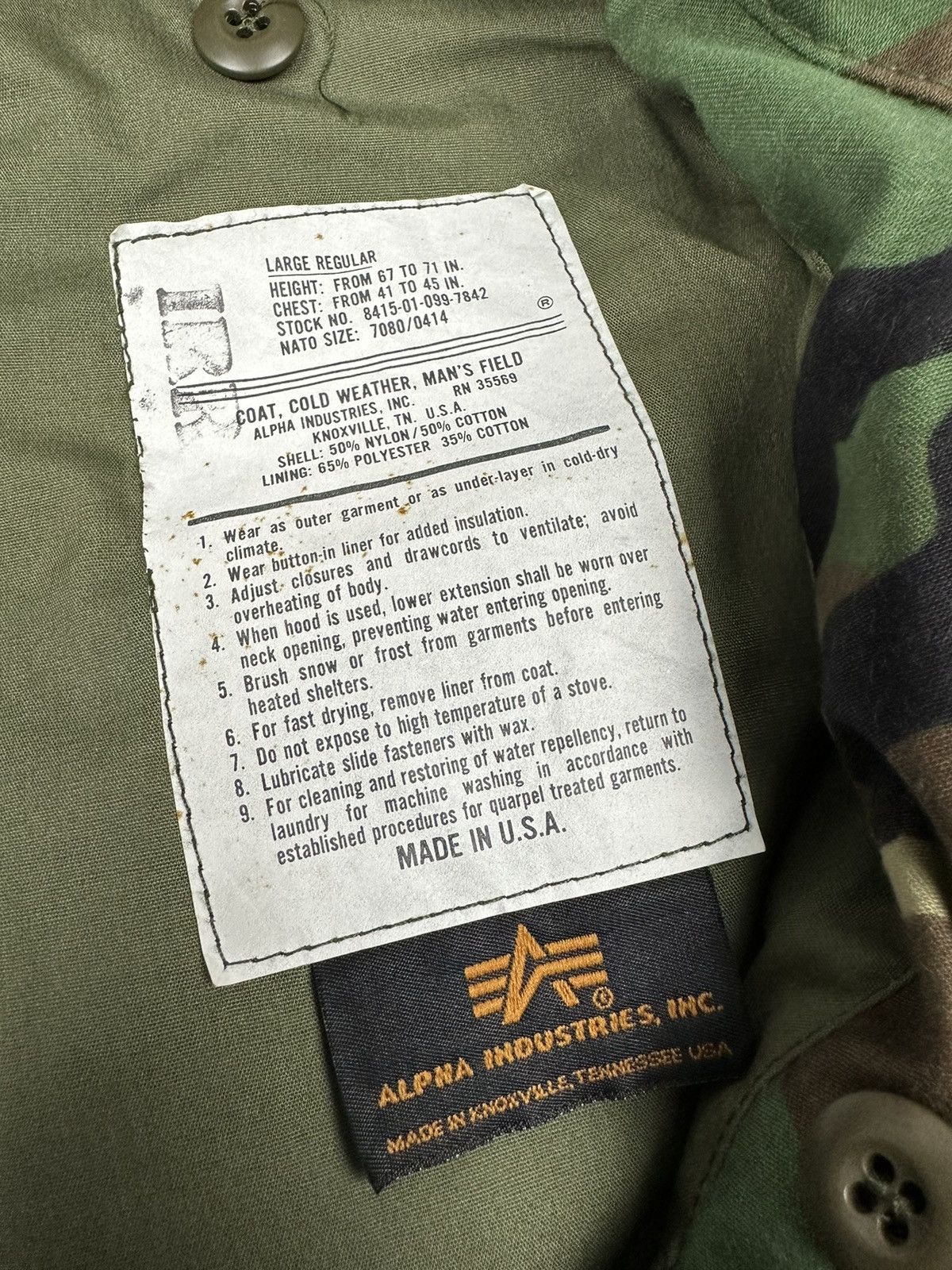 Alpha Industries × Vintage 🔥Rare🔥Vintage Deadstock Alpha Industries M65 Nato Camouflage Size US L / EU 52-54 / 3 - 8 Thumbnail