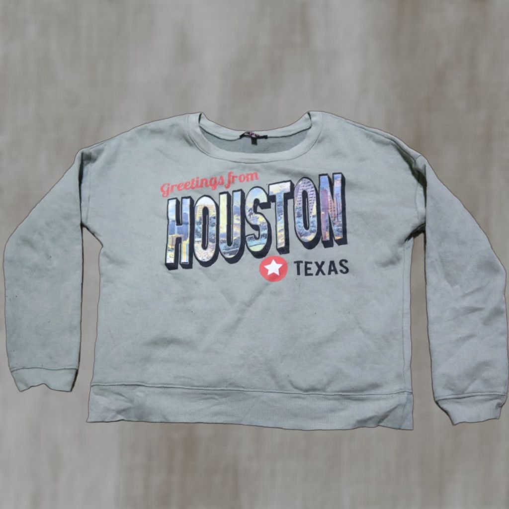 Vintage Houston Texas Gray Sweater Long Sleeve Cropped Adult Women's Size M Medium Size M / US 6-8 / IT 42-44 - 1 Thumbnail