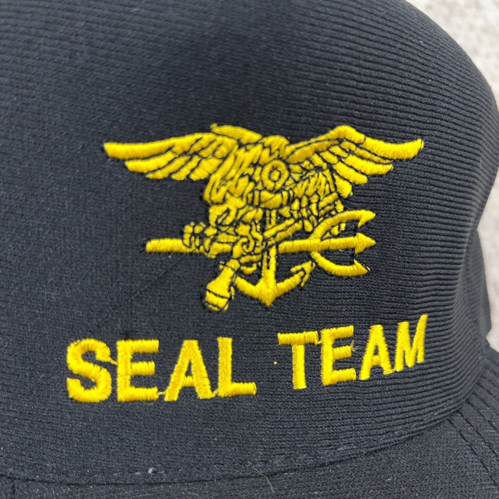 Vintage VINTAGE Eagle Crest Navy SEAL Team Hat Cap Snapback Made In USA Black Yellow 90s Mens Adult One Size Adjustable Twill Cotton Polyester Size ONE SIZE - 2 Thumbnail