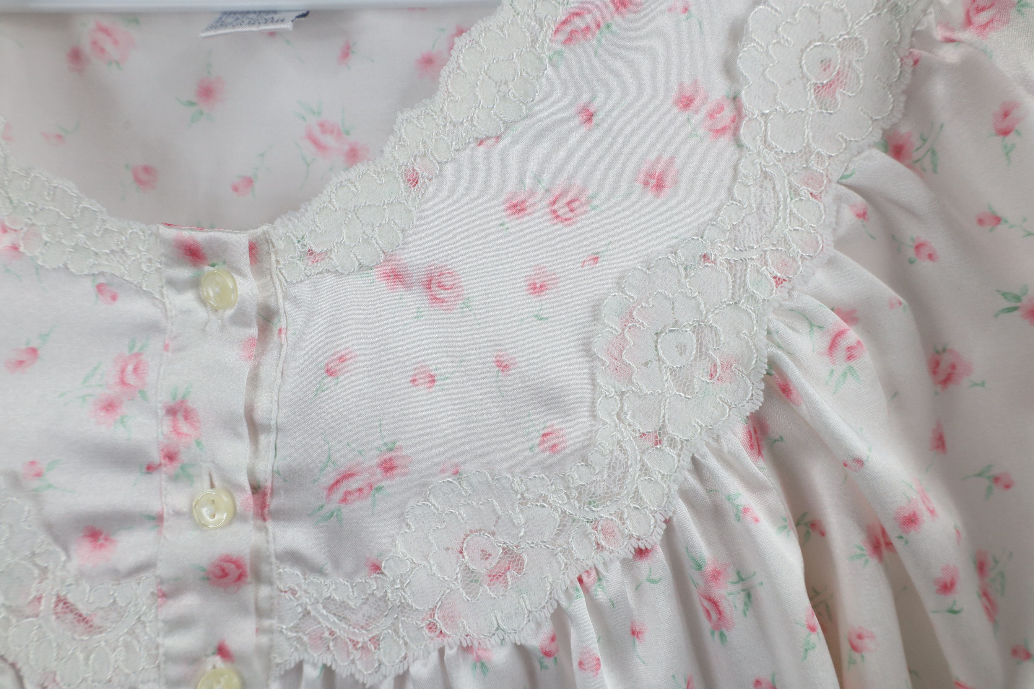 Vintage Vintage 90s Miss Elaine Lace Flower Night Gown Sleep Size M / US 6-8 / IT 42-44 - 9 Thumbnail