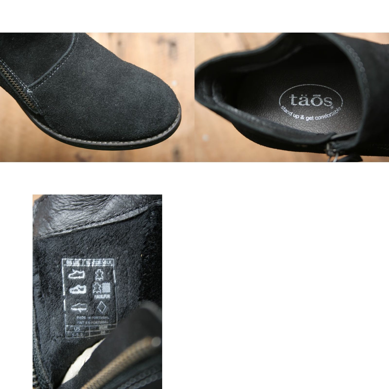 Taos VINTAGE Taos Billie Bootie Black Suede Ankle Boots w/2.75" Block Heel EUR 36 US 5-5.5 Women Adult Boots Shoes Block Heel Size US 5.5 / IT 35.5 - 8 Thumbnail