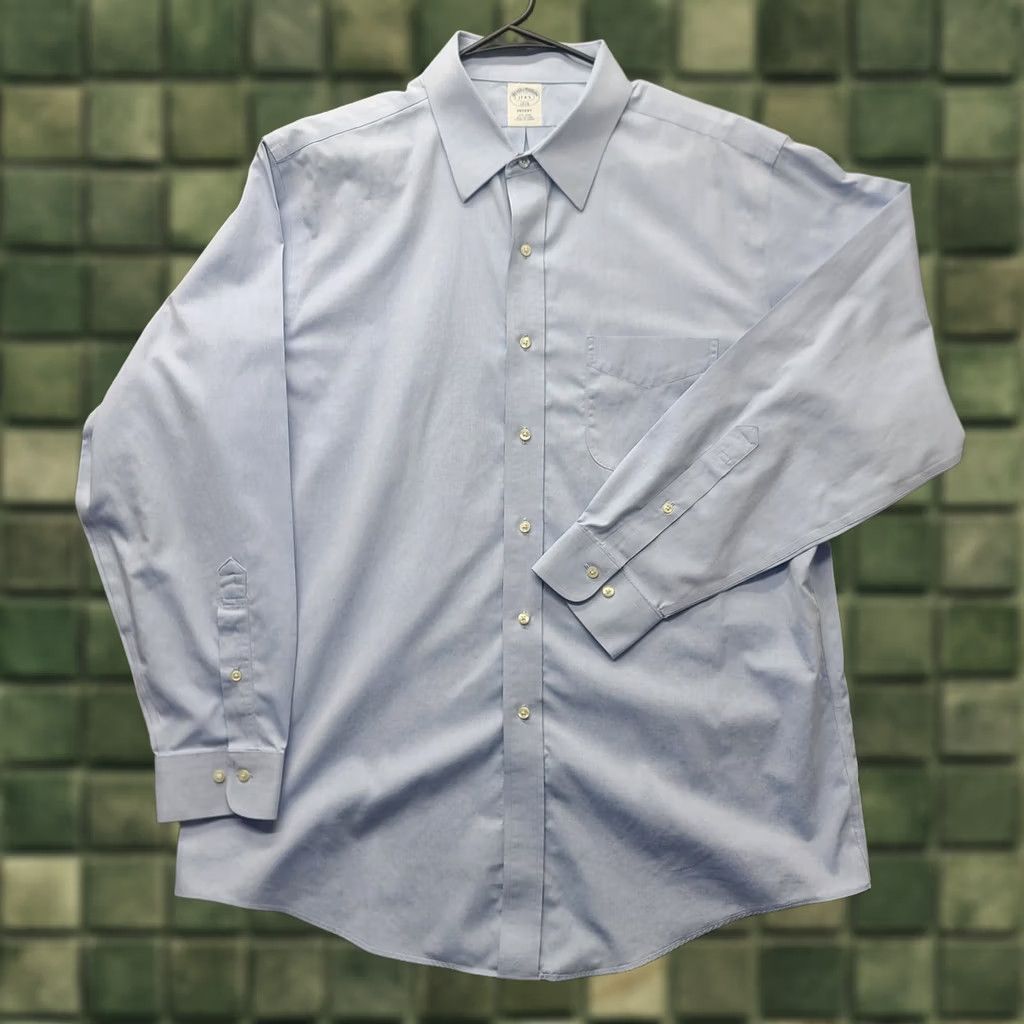 Brooks Brothers Brooks Brothers Shirt Mens 17-4/5 Regent Tailored Fit Non Iron Blue Dress Shirt Blue Button-Up Long Sleeve Casual Business Men Regular Size 17-4/5 Size 46R - 1 Thumbnail