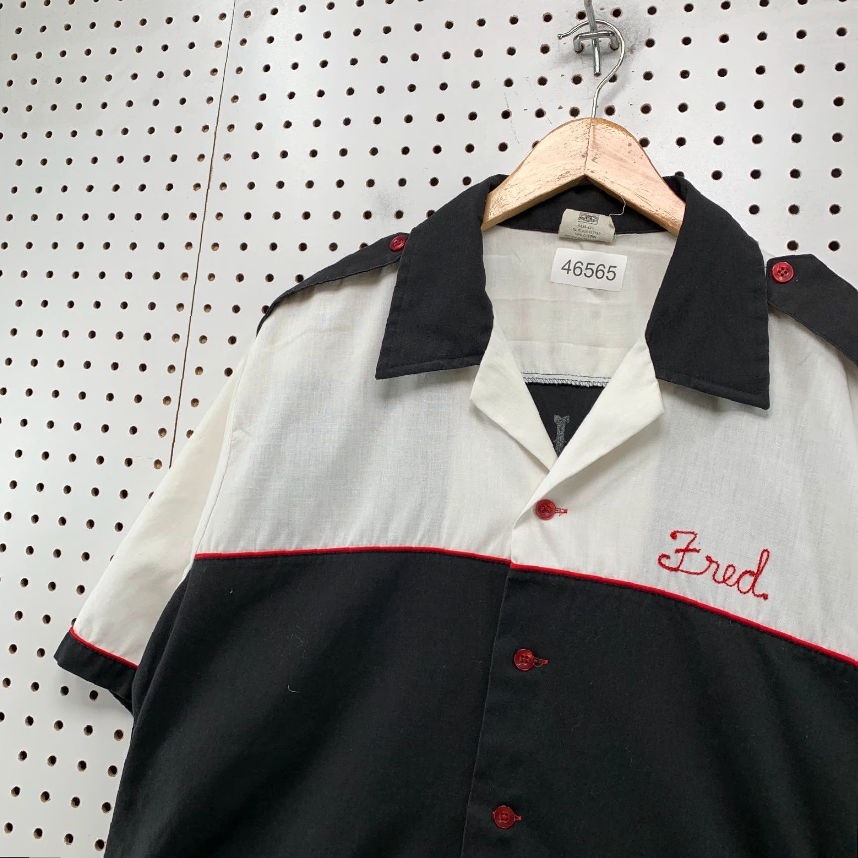 Vintage VINTAGE King Louie Bowling Shirt Men Large Black White Chain Stitch FRED USA Size US L / EU 52-54 / 3 - 4 Thumbnail