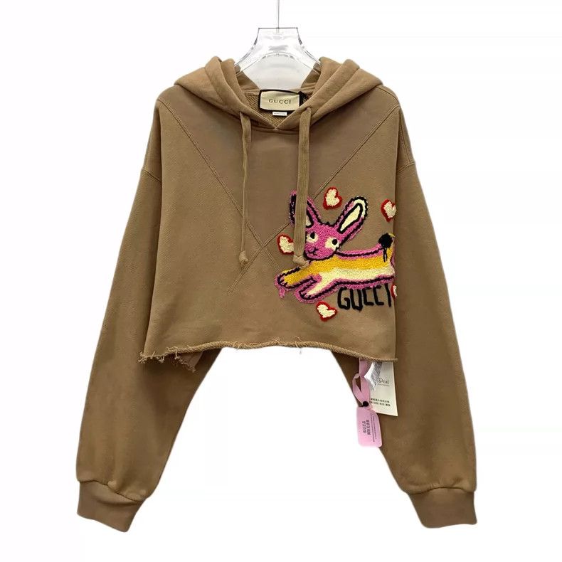 Gucci Gucci 23 brown animal plush cotton hooded drawstring long-s Size L / US 10 / IT 46 - 1 Thumbnail
