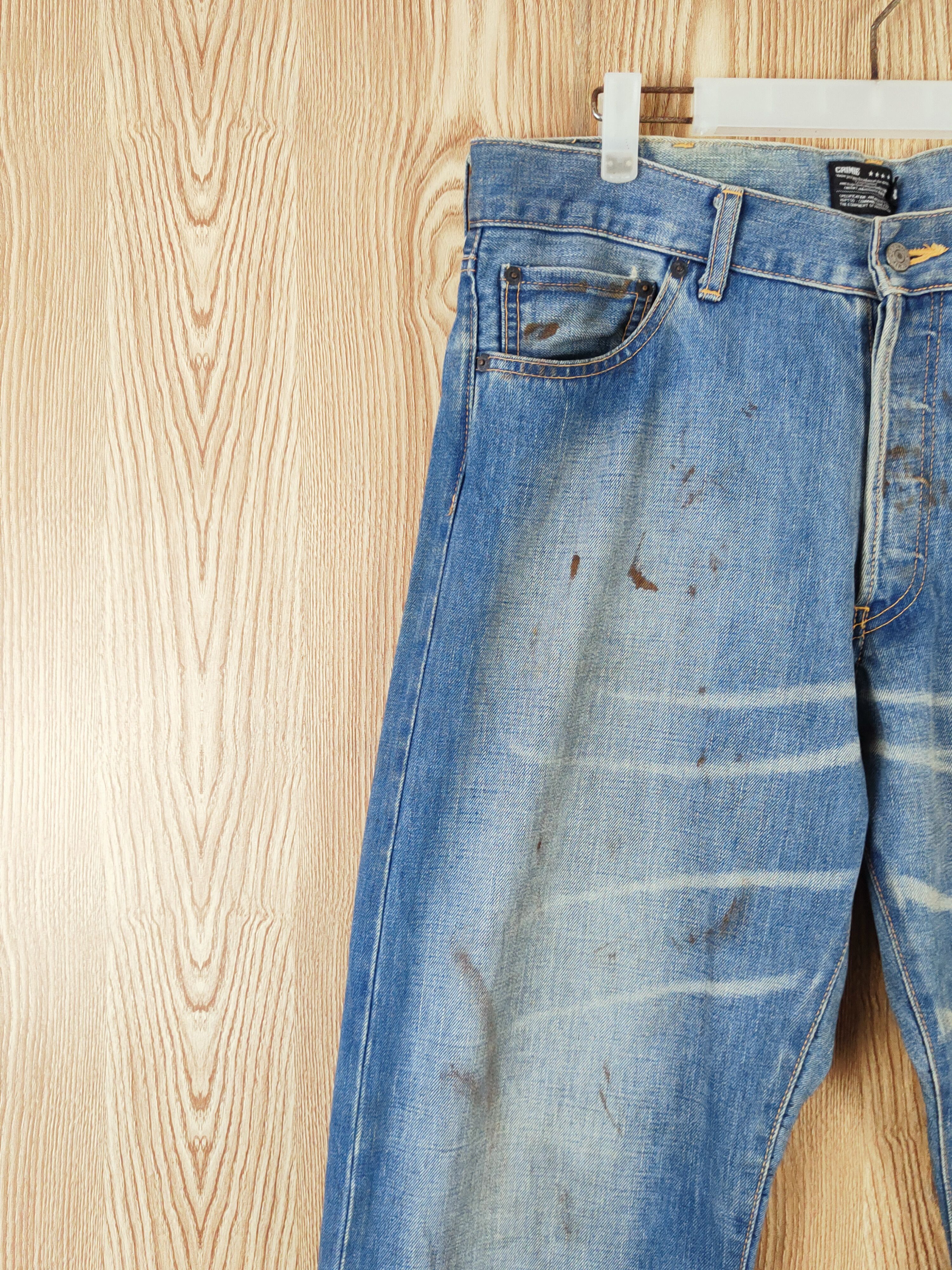 Japanese Brand Grimie Blue Distressed Ripped selvedge denim vintage #W648 Size US 36 / EU 52 - 3 Thumbnail