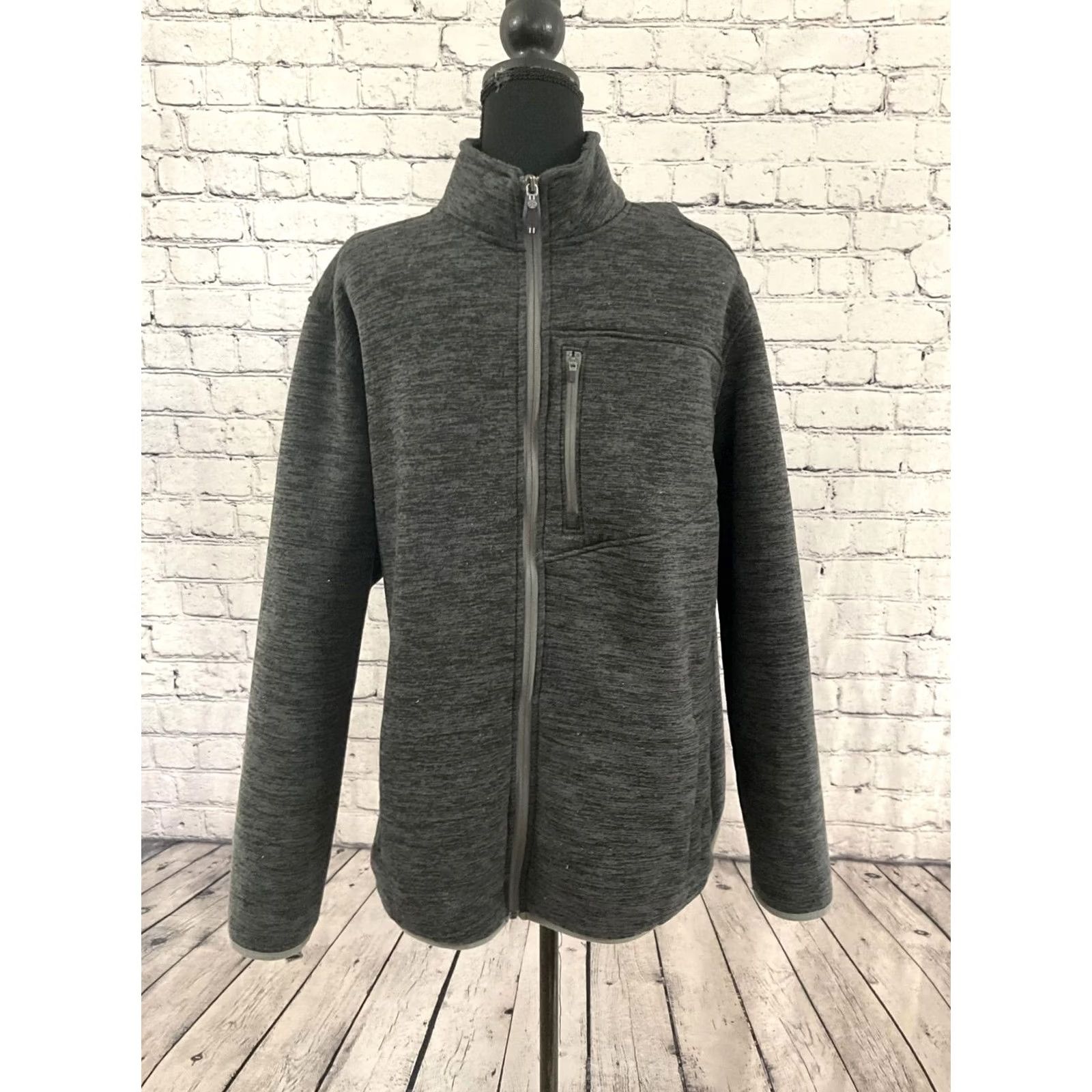 Izod IZOD Men's Gray Fleece Jacket Zip Pockets XL Regular Size US XL / EU 56 / 4 - 6 Thumbnail