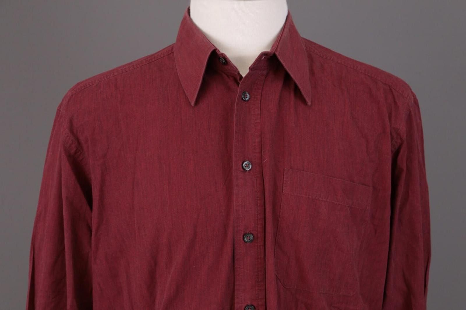 Paul Smith Vintage Paul Smith Burgundy Down Dress Shirt Size 43 Size US M / EU 48-50 / 2 - 2 Thumbnail