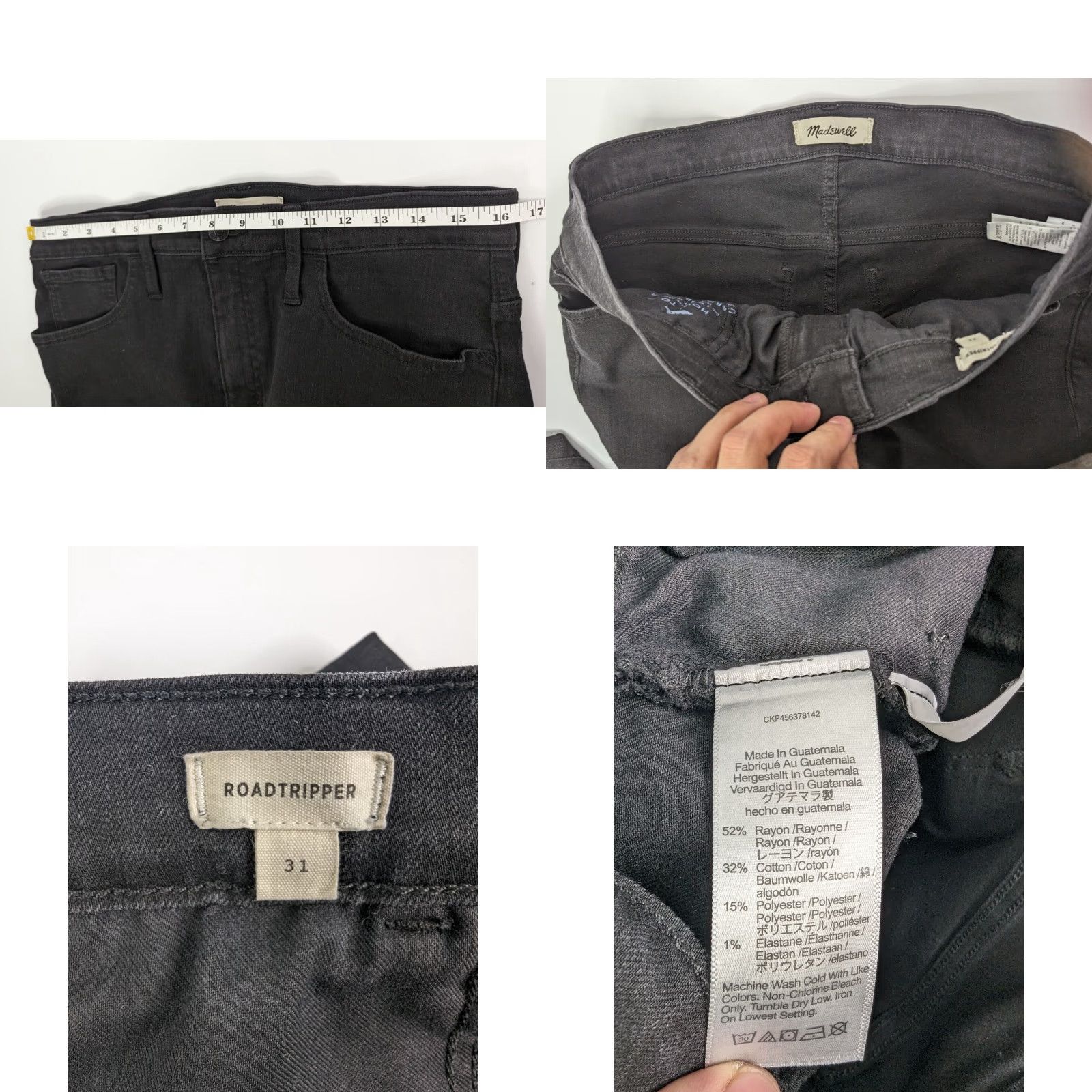 Madewell MADewell Roadtripper Jeans Bennett Black Women's SIZE 31 Skinny G7392 Size 24" / US 00 / IT 34 - 8 Thumbnail